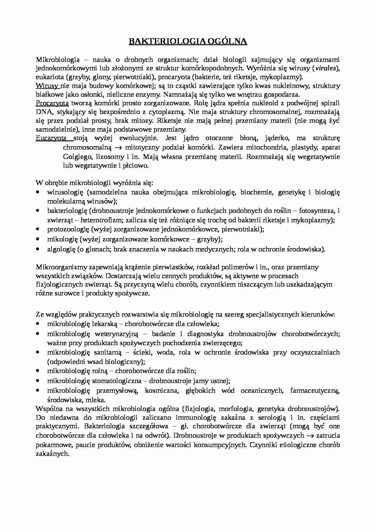 Mikrobiologia - bakteriologia ogólna - strona 1