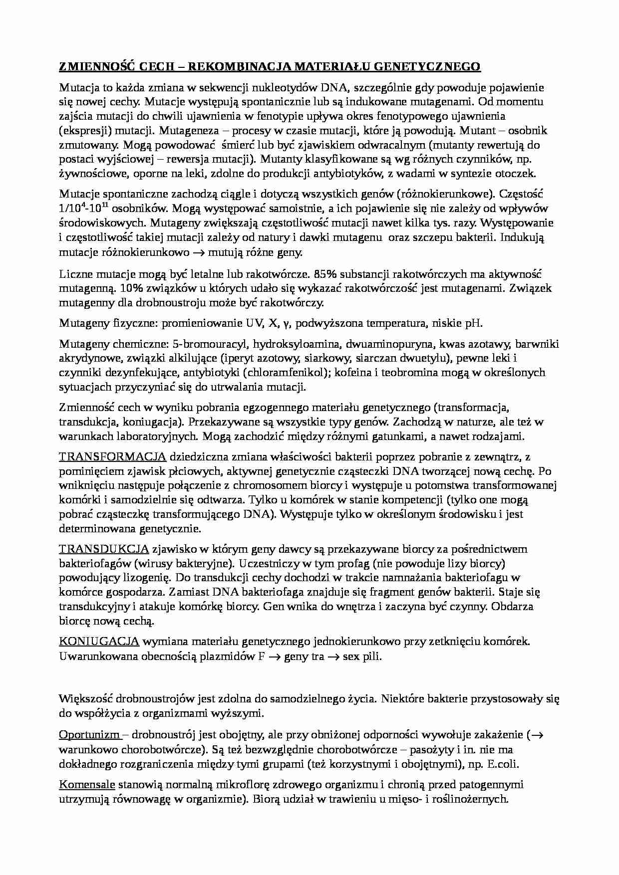 Rekombinacja materiału genetycznego - strona 1