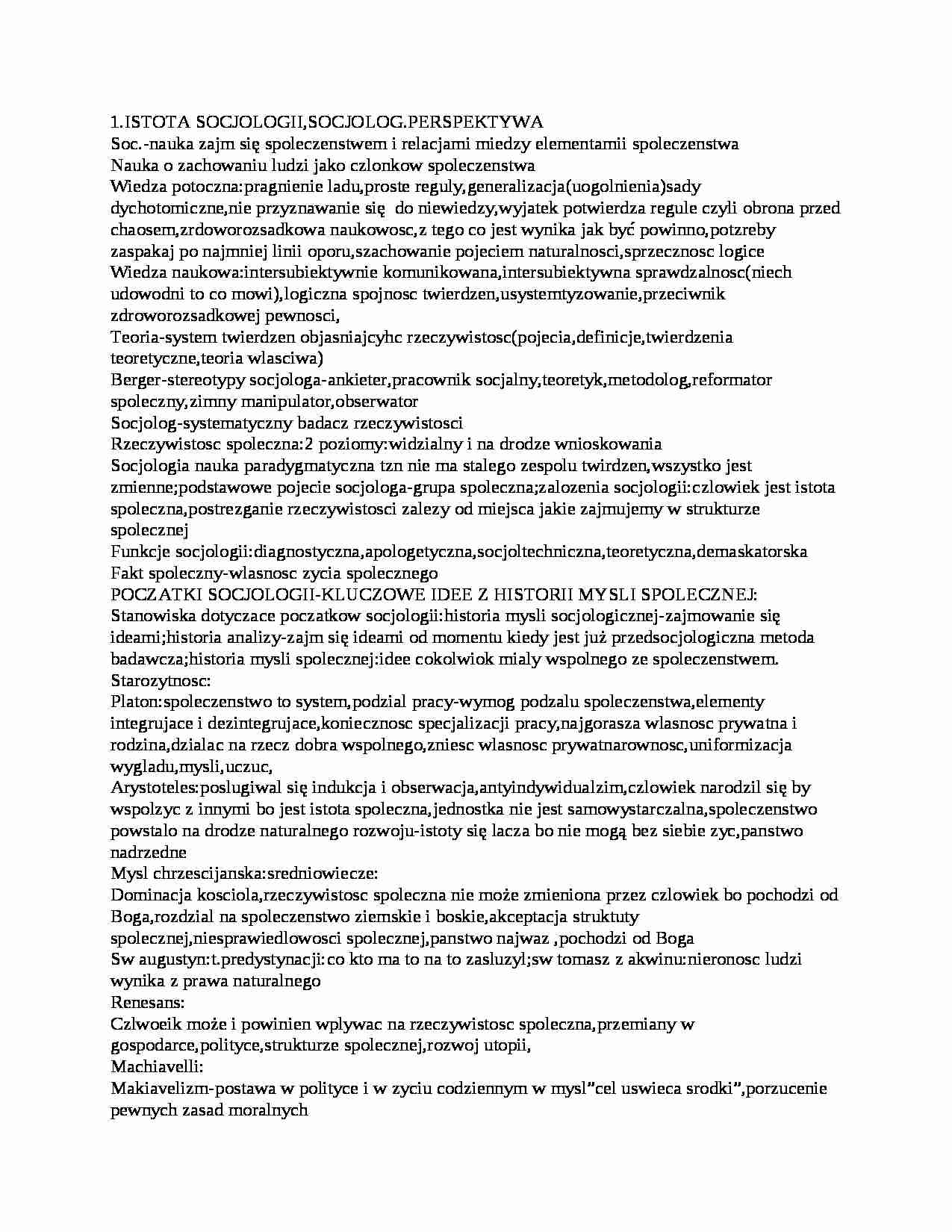 Istota socjologii - strona 1