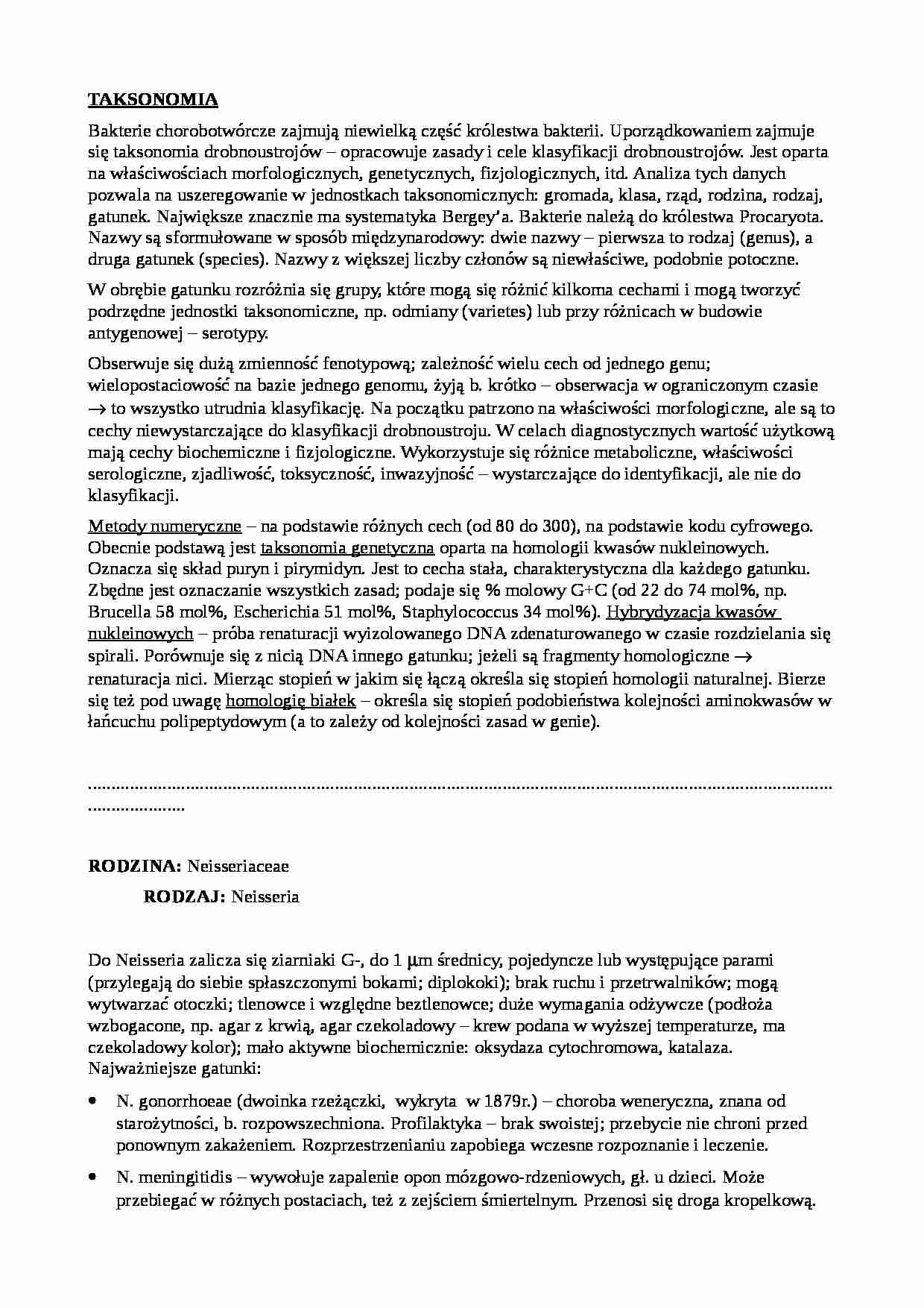 Taksonomia w mikrobiologii - strona 1