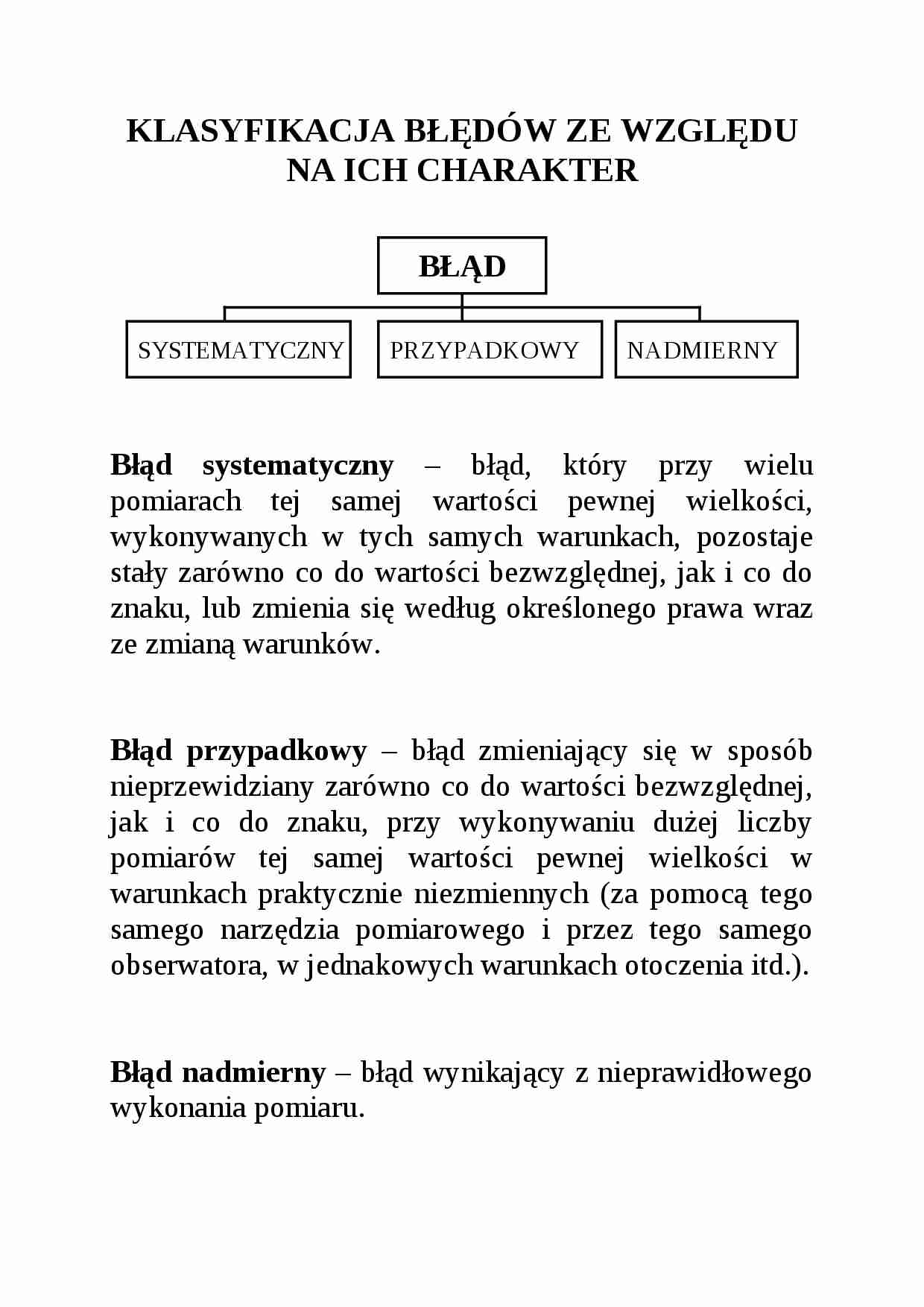 Klasyfikacja błędów - charakter - strona 1