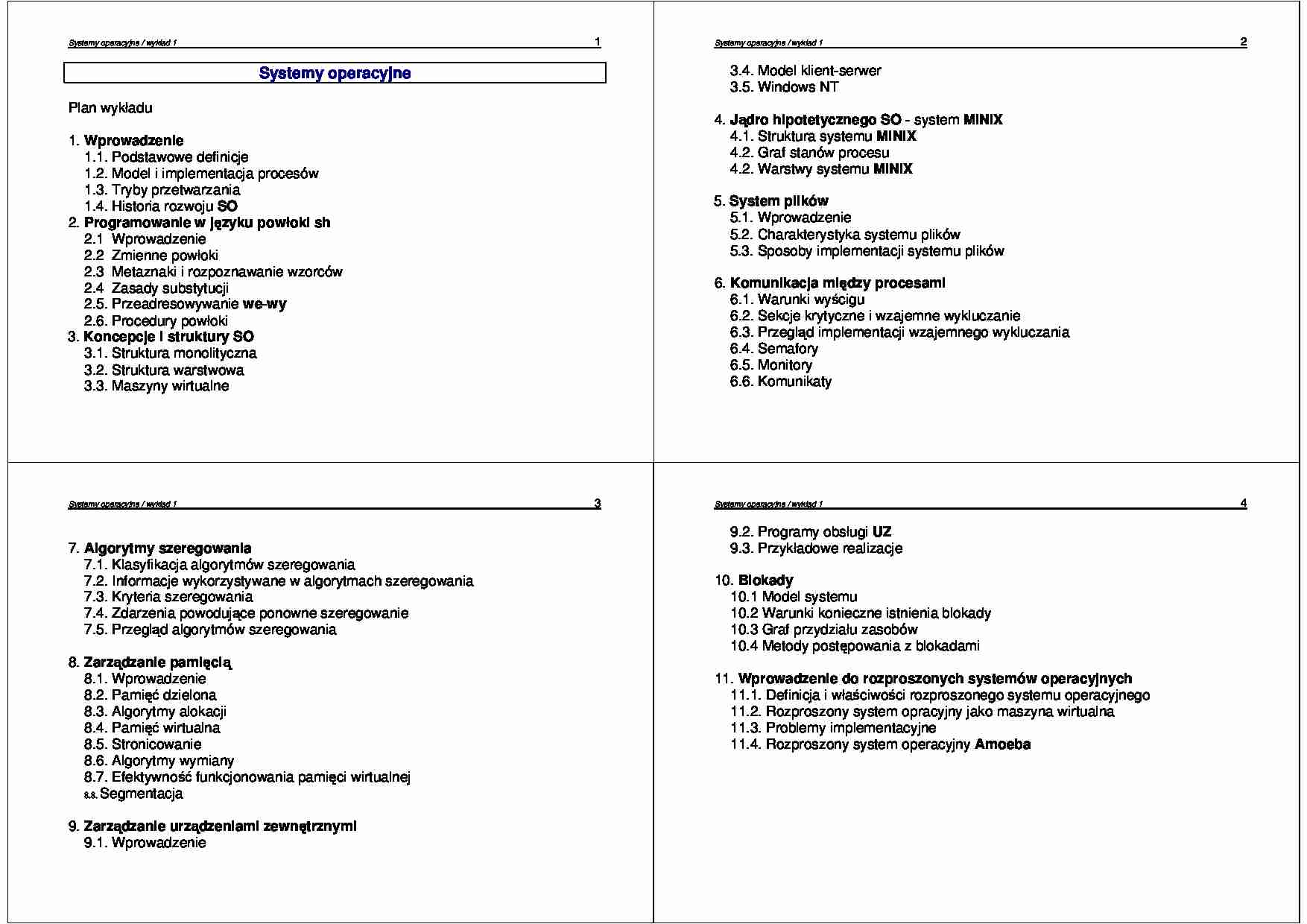 Systemy operacyjne - wykład 1 - strona 1