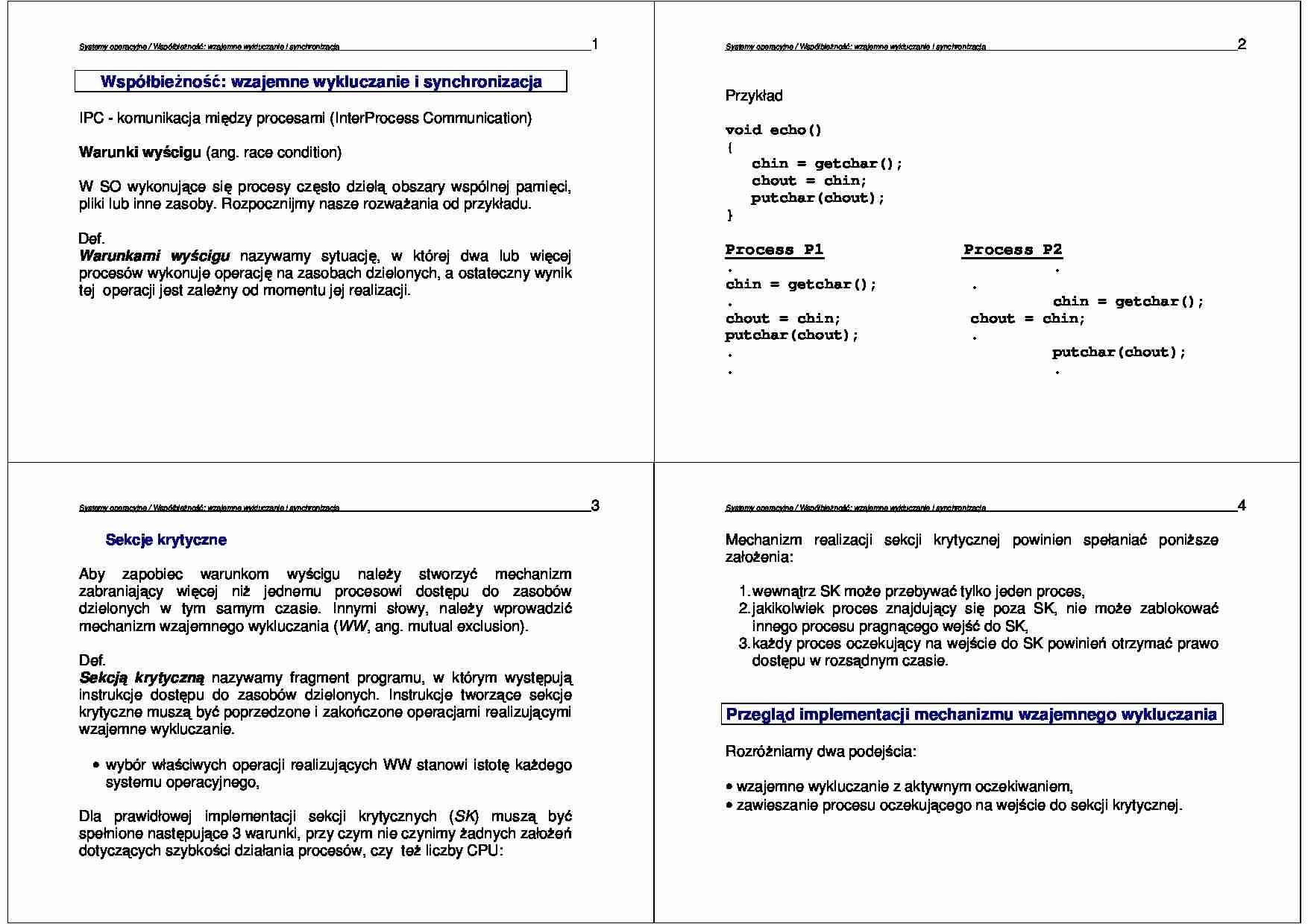 Systemy operacyjne - wykład 5 - strona 1