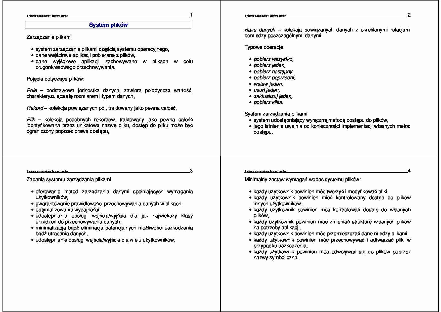 Systemy operacyjne - wykład 10 - strona 1