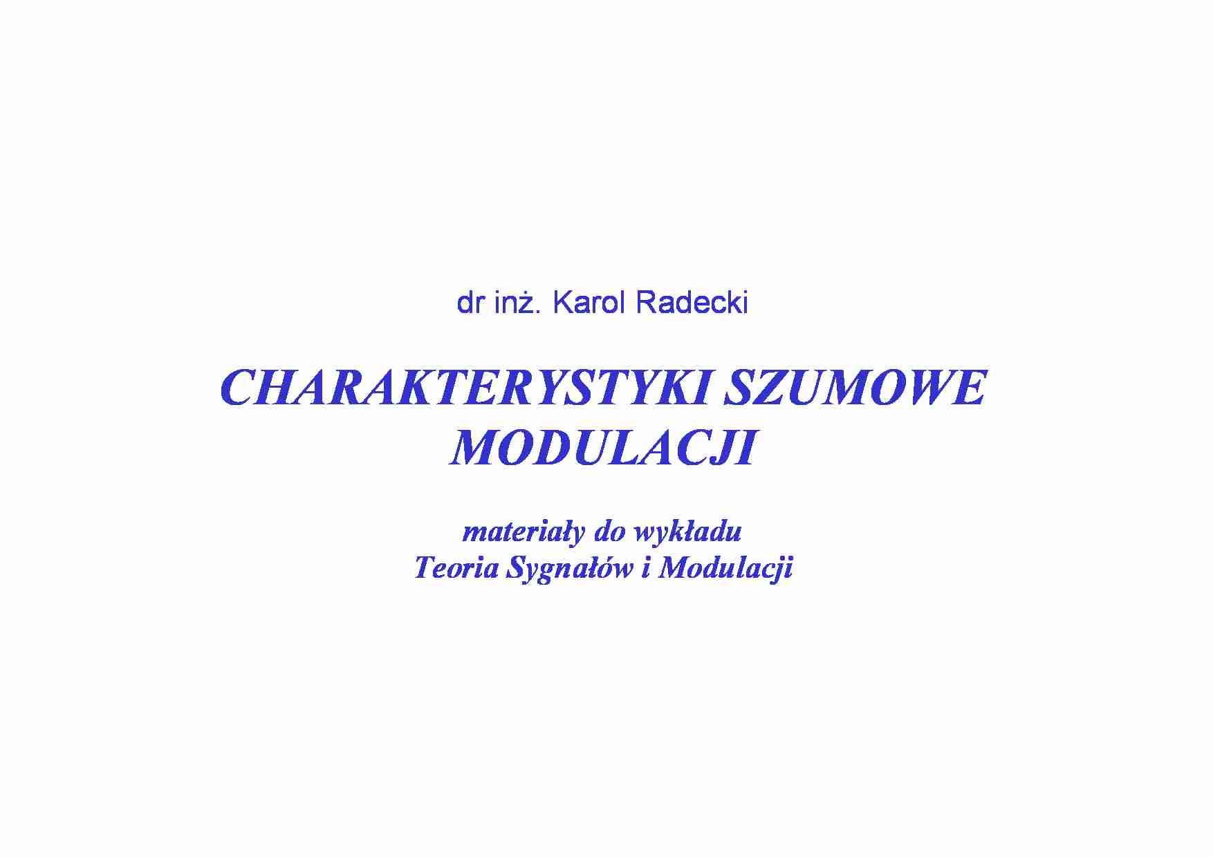Charakterystyki szumowe modulacji - strona 1