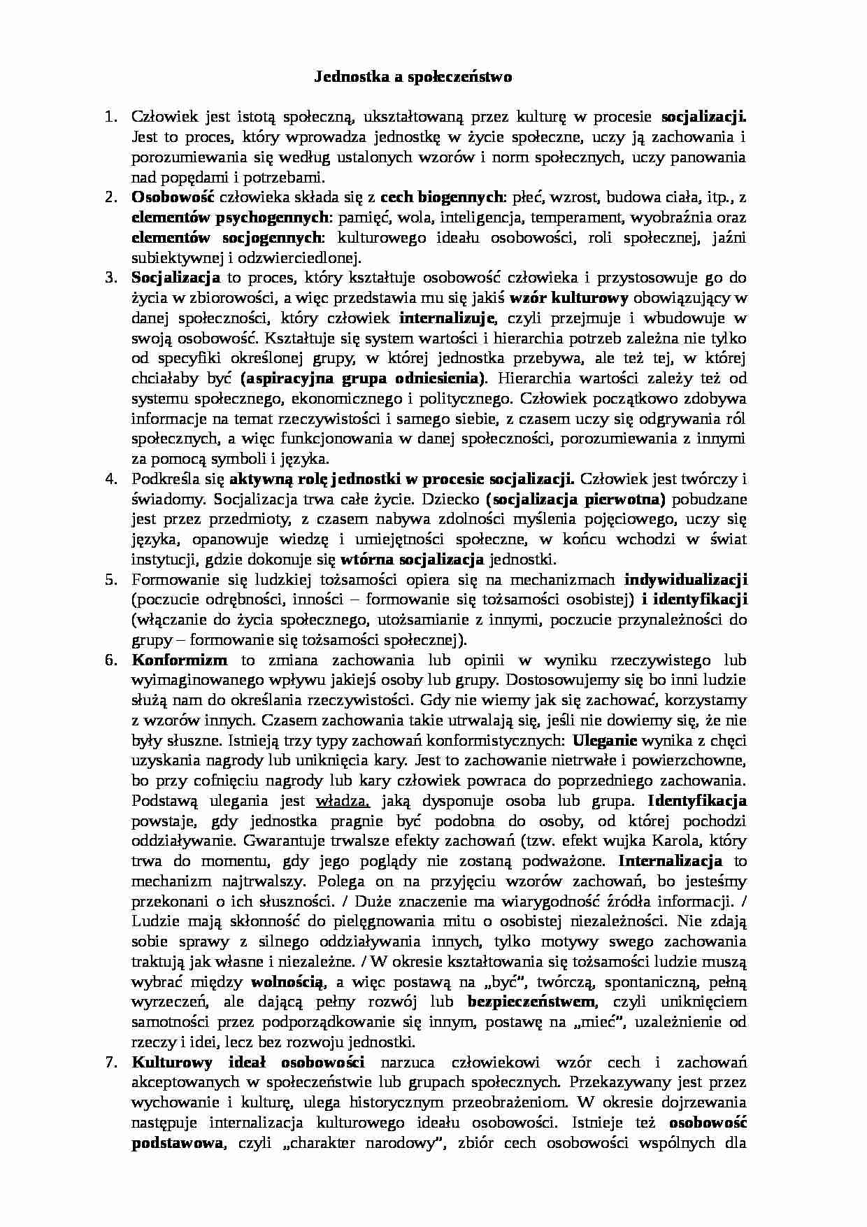 Jednostka a społeczeństwo - strona 1