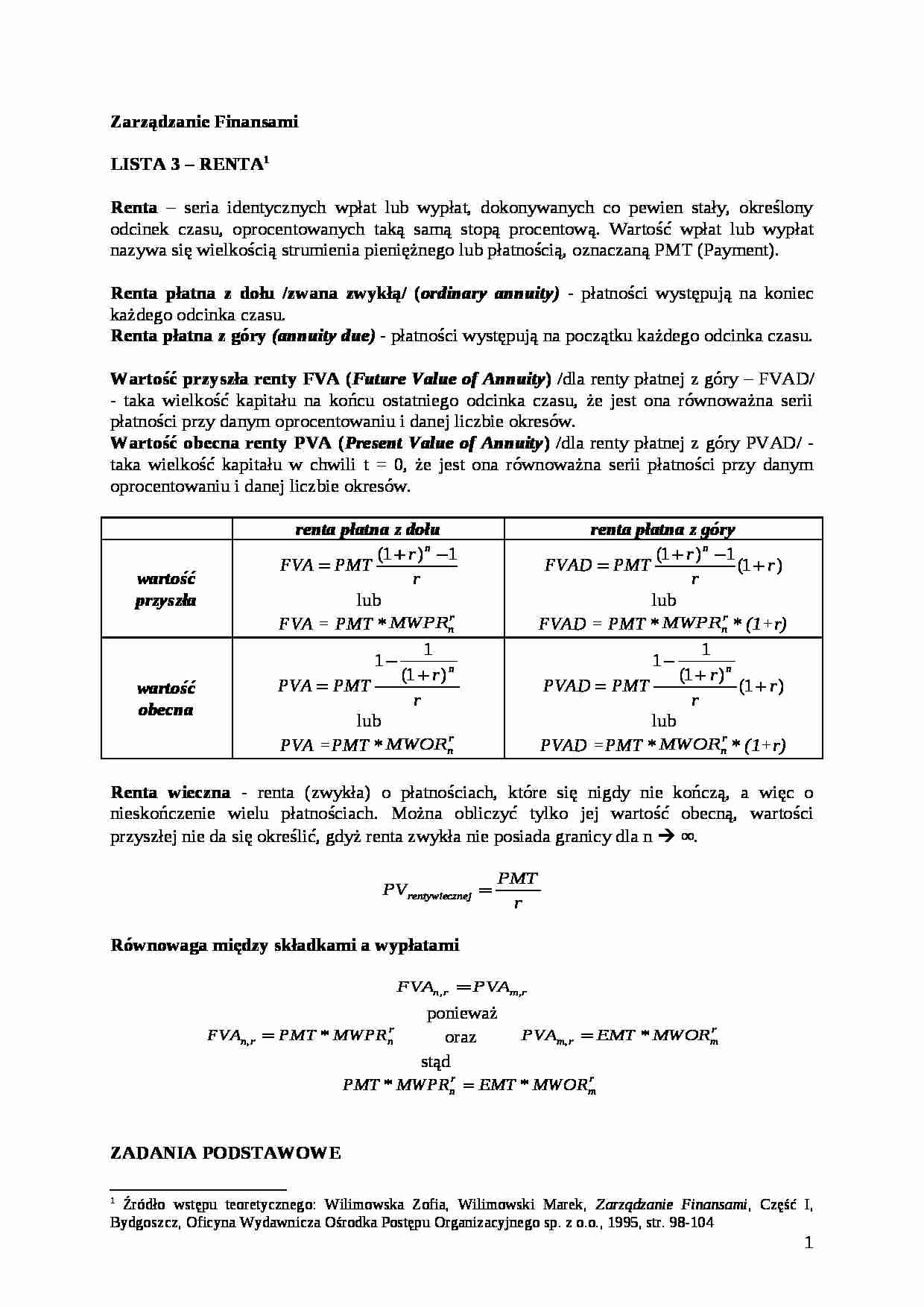 Zarządzanie finansami - renta - strona 1