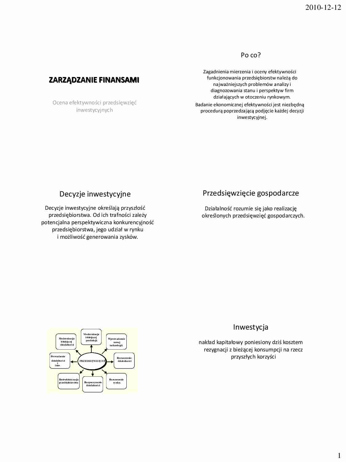 Zarządzanie finansami - wykład 3 - strona 1