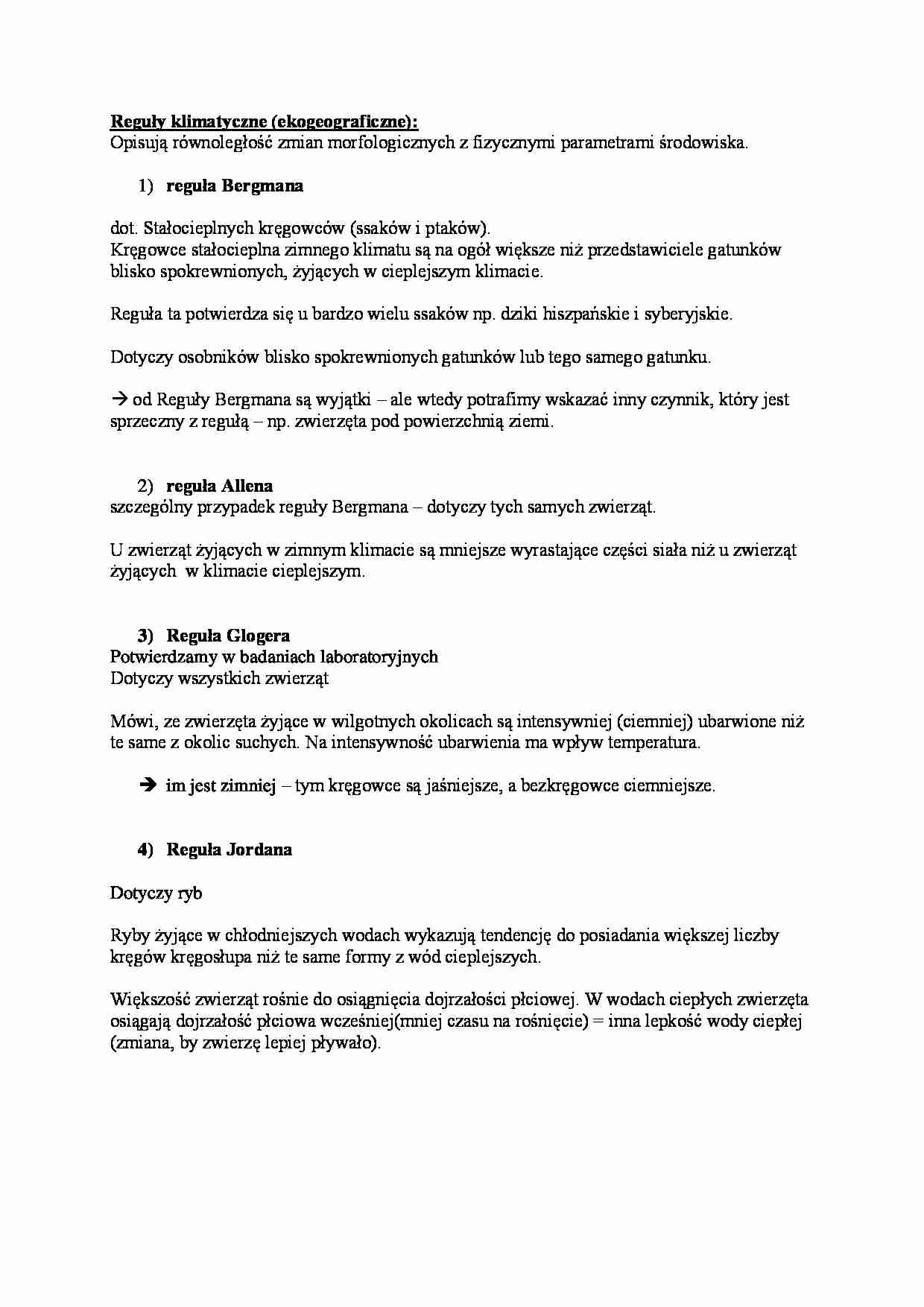 Reguły klimatyczne (ekogeograficzne) - strona 1