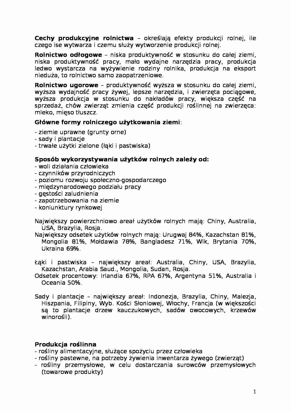 Cechy produkcyjne rolnictwa - strona 1