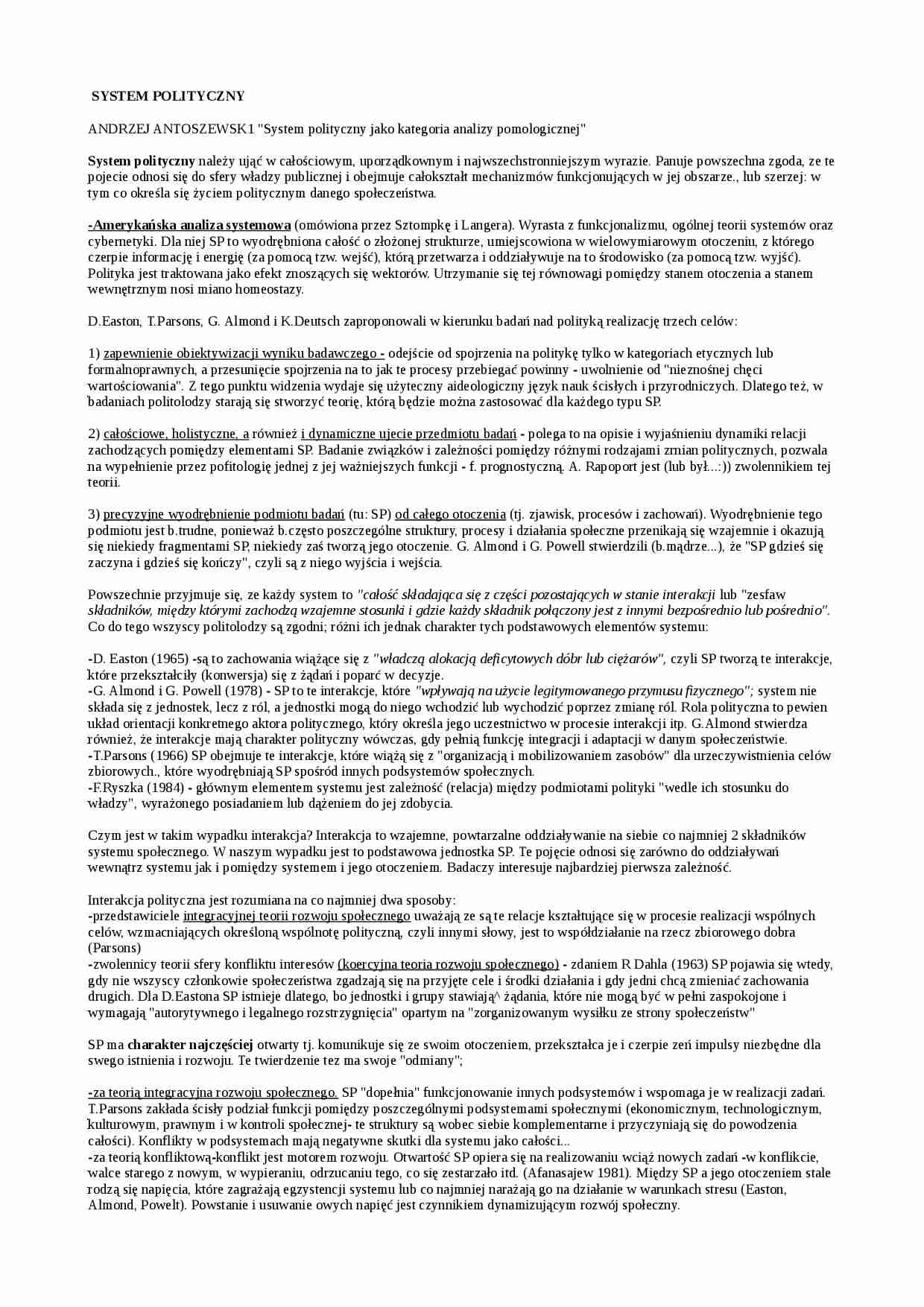 Europeistyka - system polityczny - strona 1