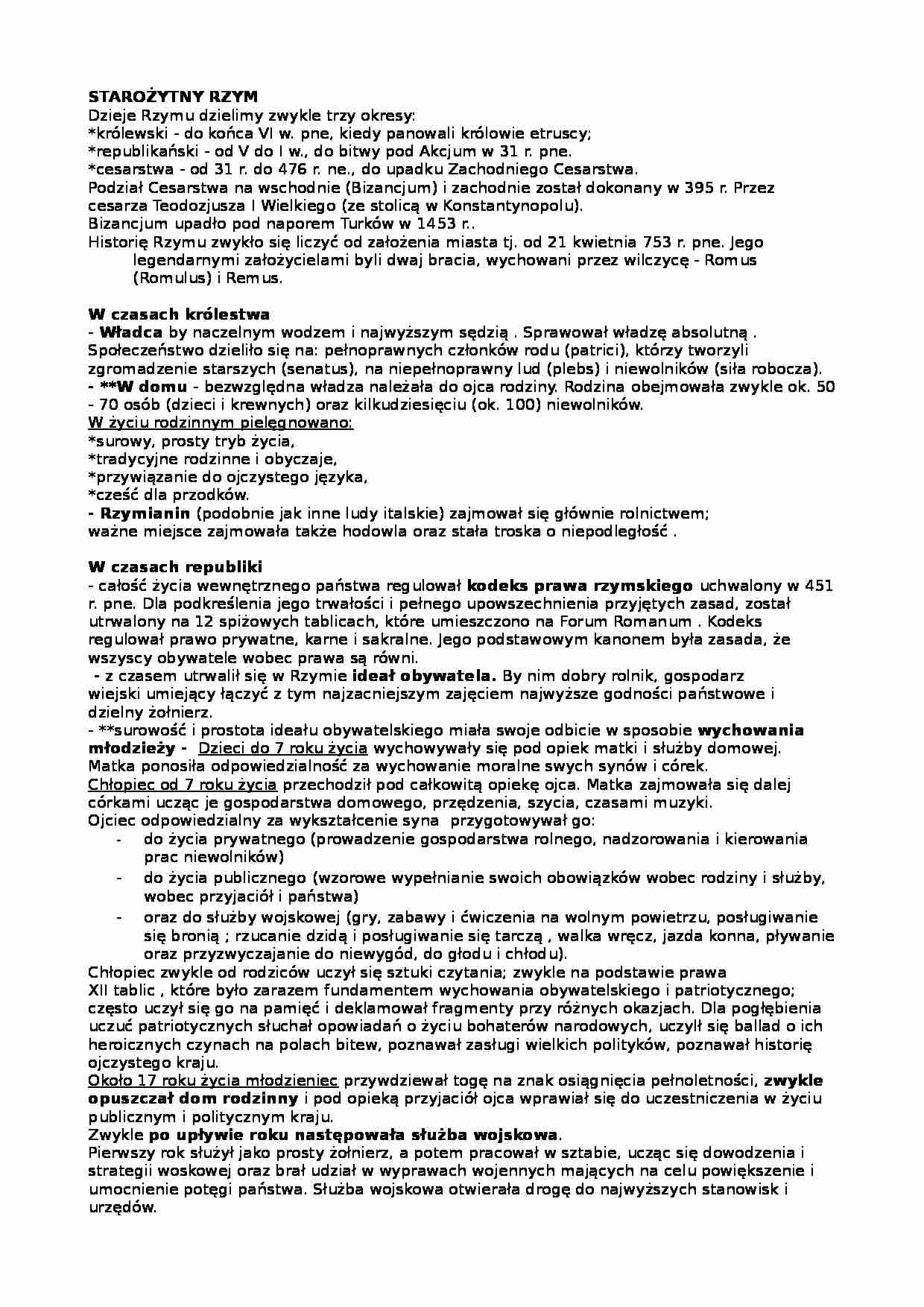 Starożytny Rzym - wprowadzenie - strona 1