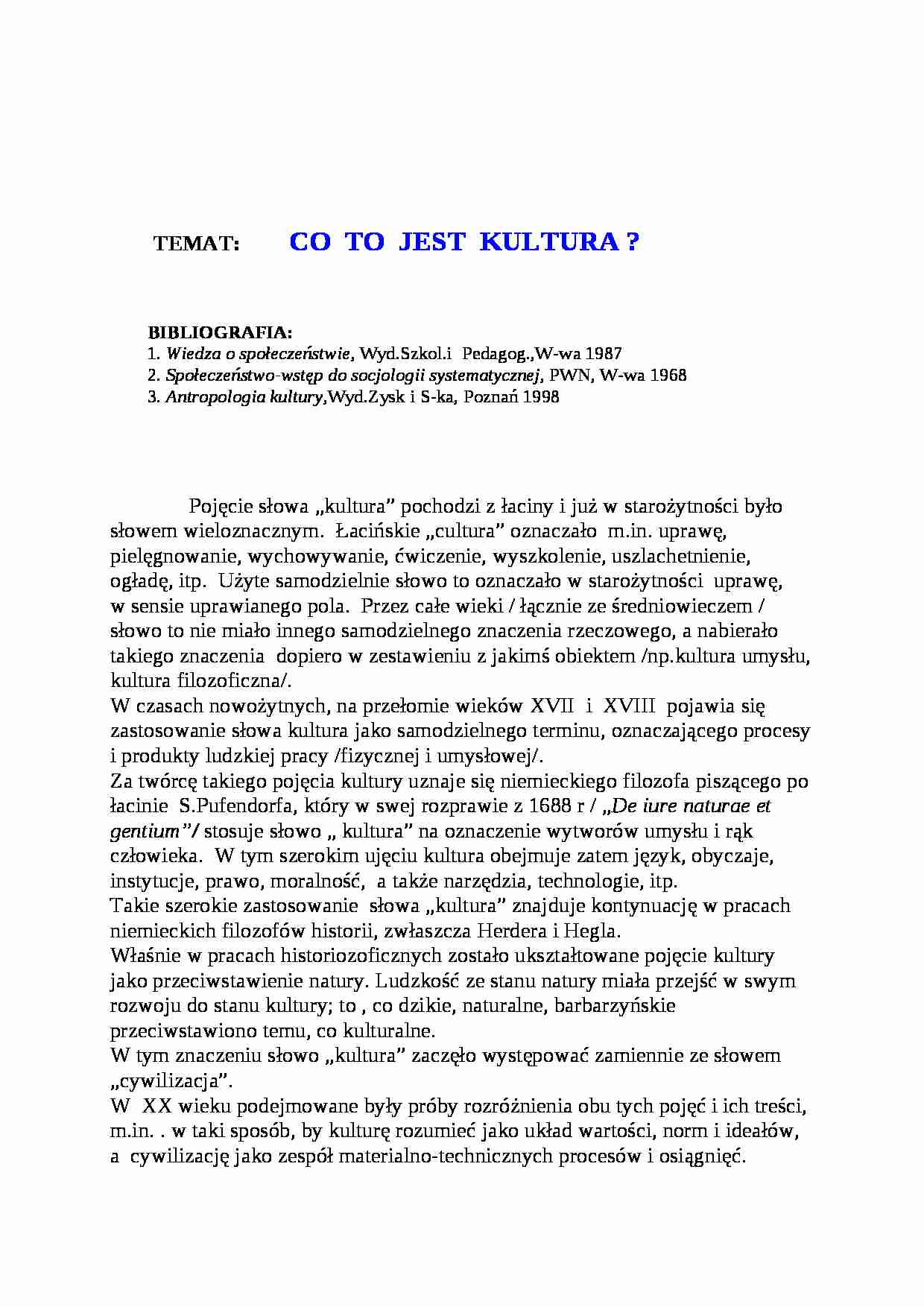 Co to jest kultura - referat - strona 1
