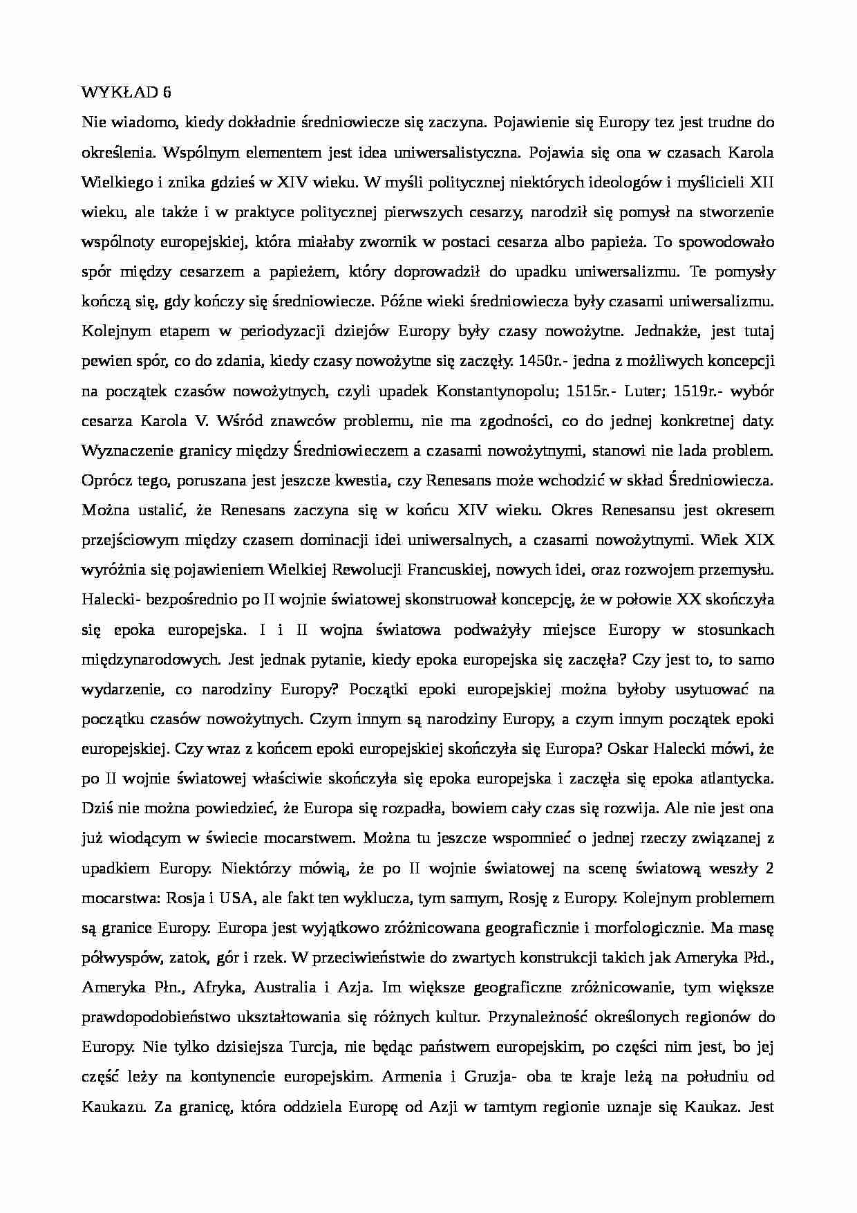 Historia społeczna Europy - wykład 6 - strona 1