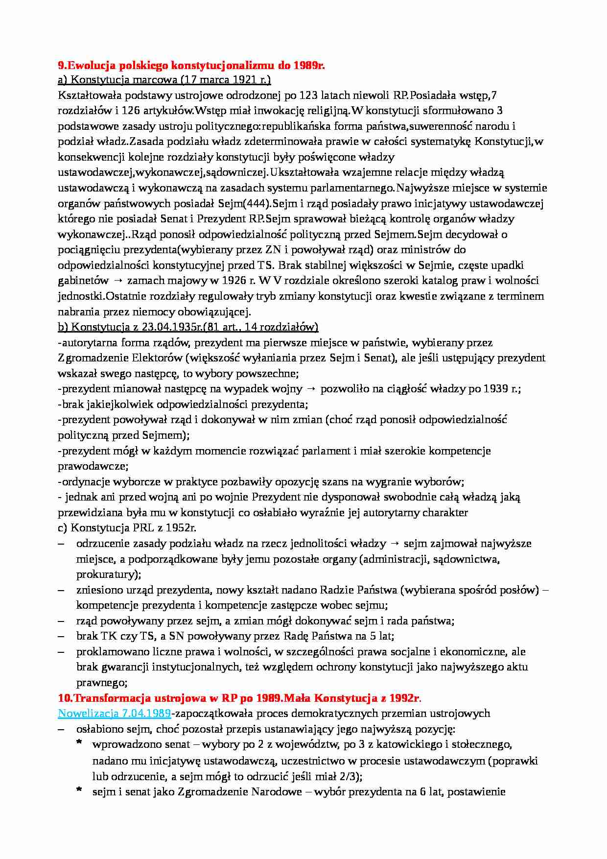 Ewolucja polskiego konstytucjonalizmu - strona 1