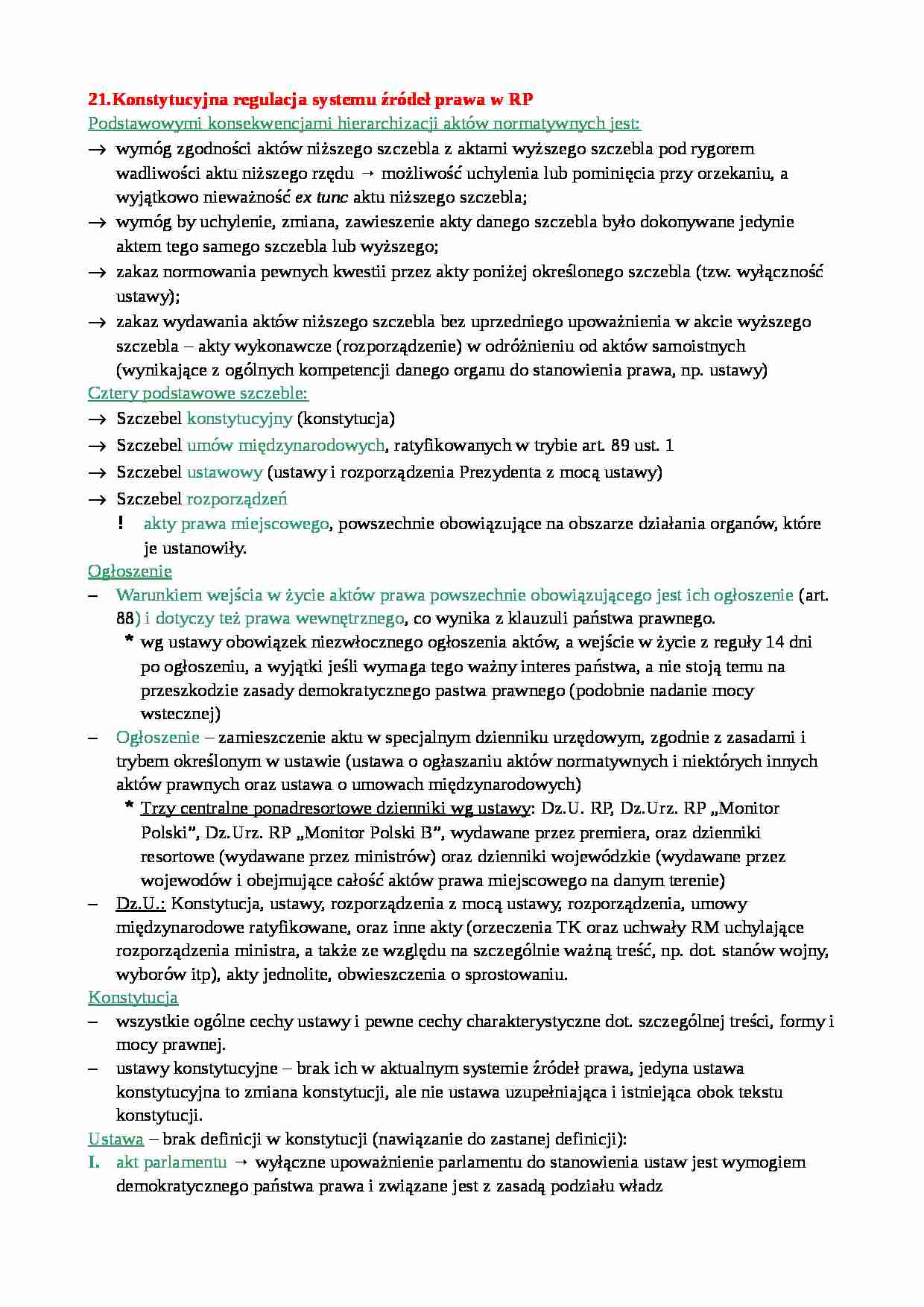 Konstytucyjna regulacja źródeł prawa i wolności - strona 1