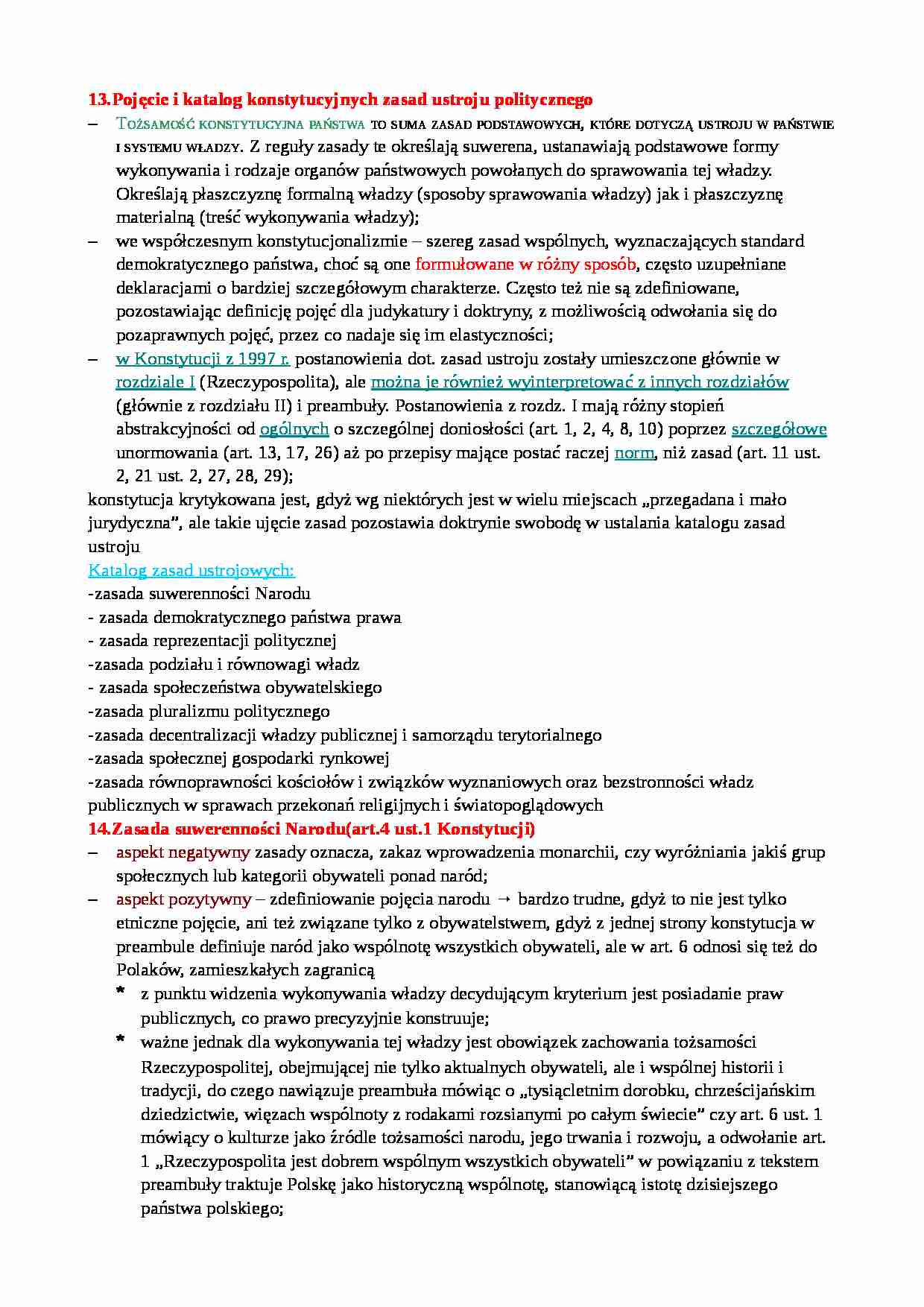 Konstytucyjne zasady ustroju politycznego - strona 1