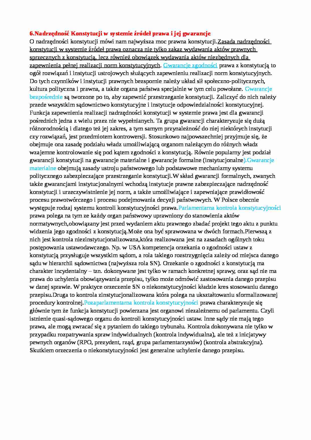 Nadrzędność konstytucji i jej gwarancje - strona 1