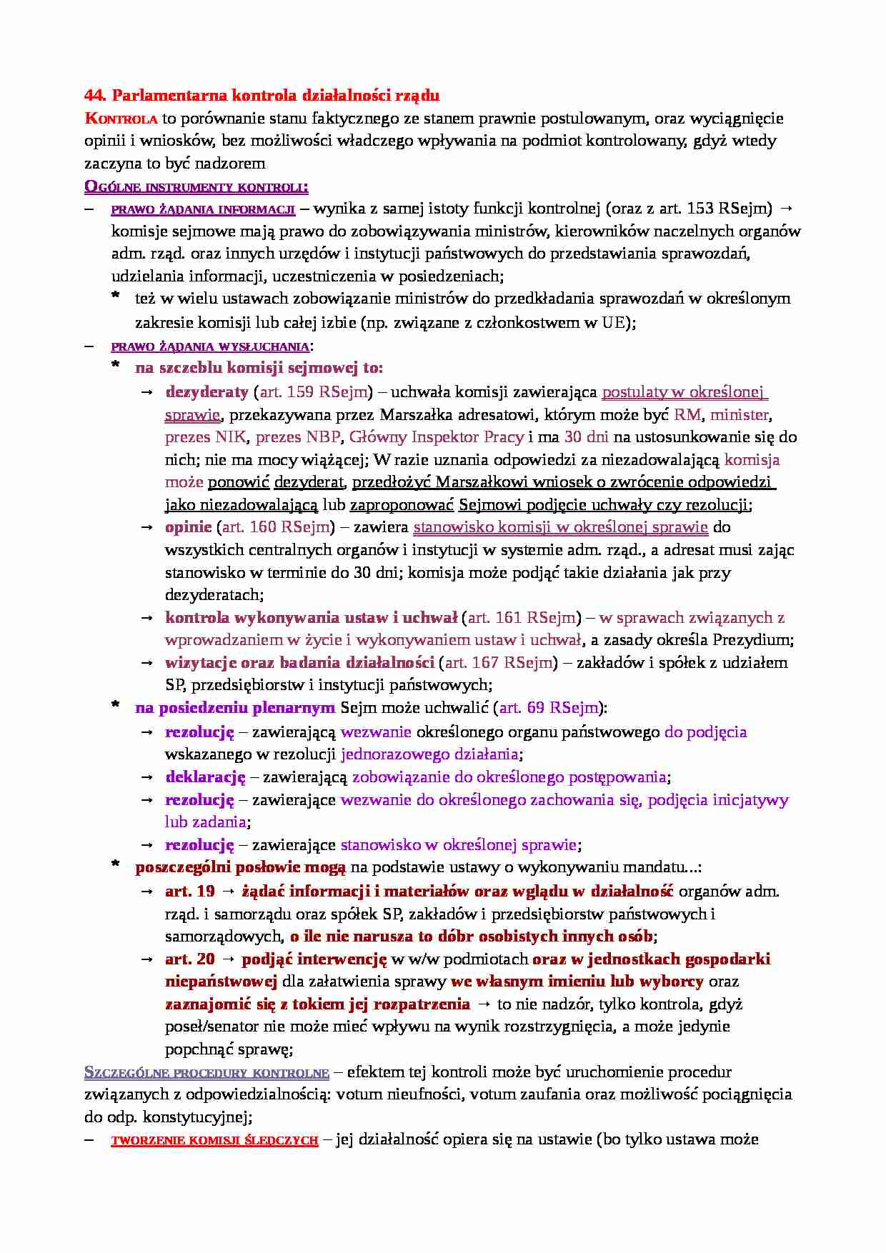 Parlamentarna kontrola rządu - strona 1