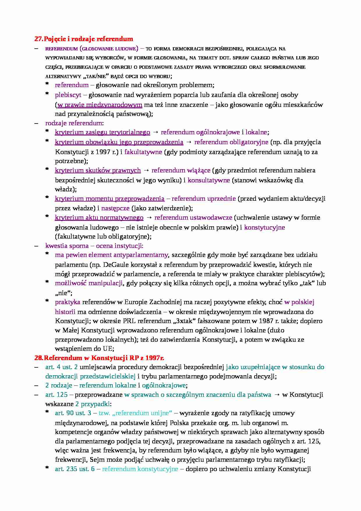 Pojęcie i rodzaje referendum - strona 1