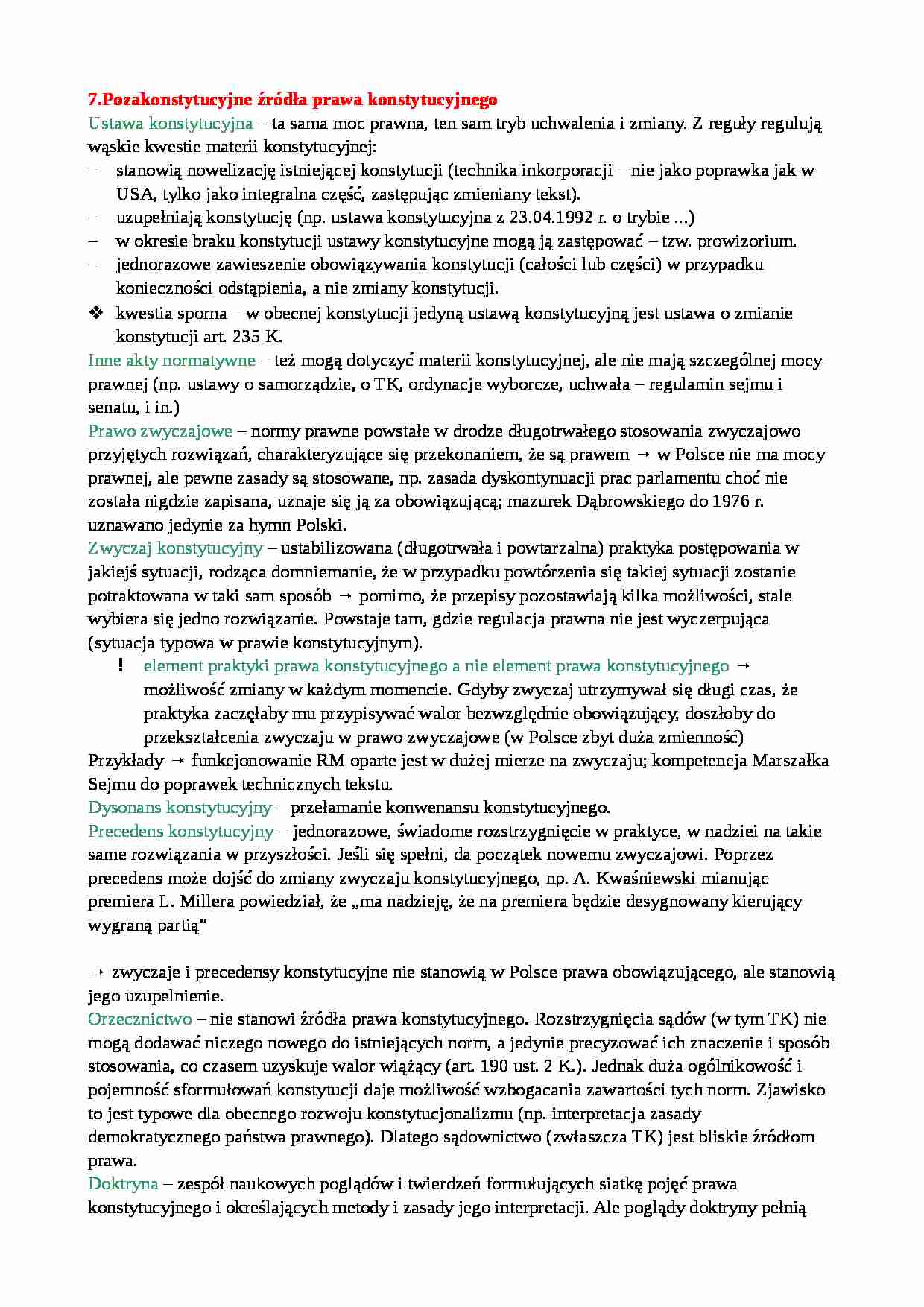 Pozakonstytucyjne źródła prawa konstytucyjnego - strona 1