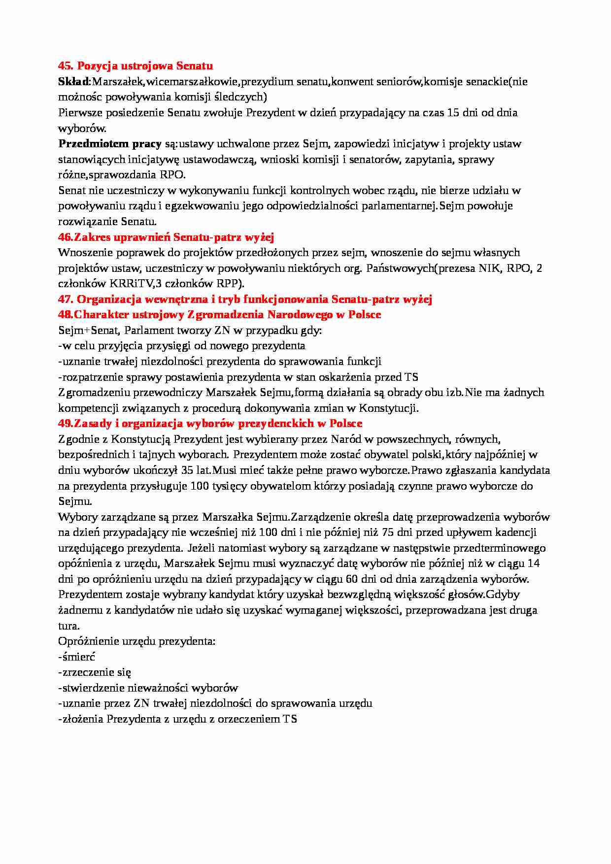 Pozycja ustrojowa Senatu i Zgromadzenia Narodowego - strona 1