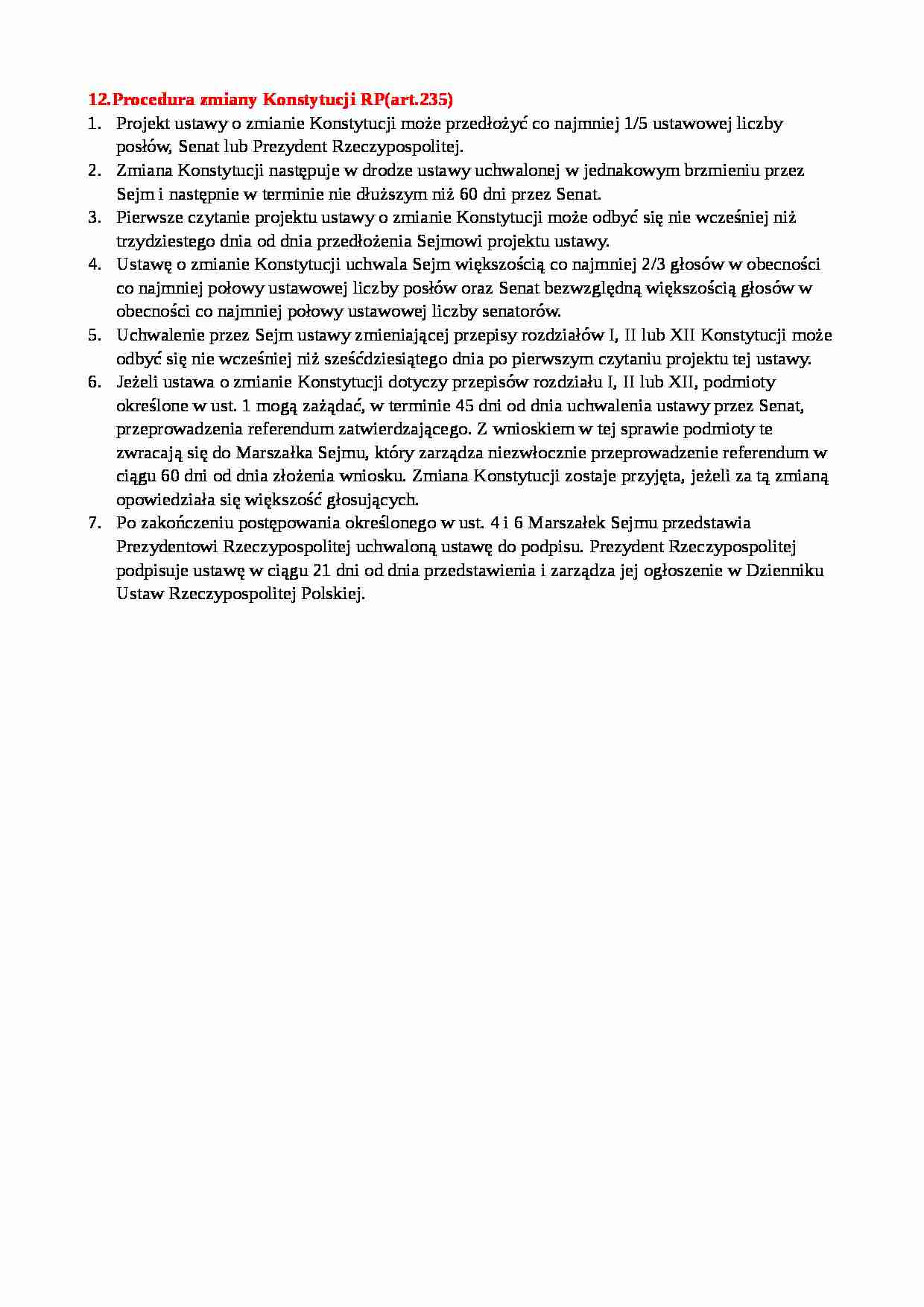 Procedura zmiany konstytucji - strona 1