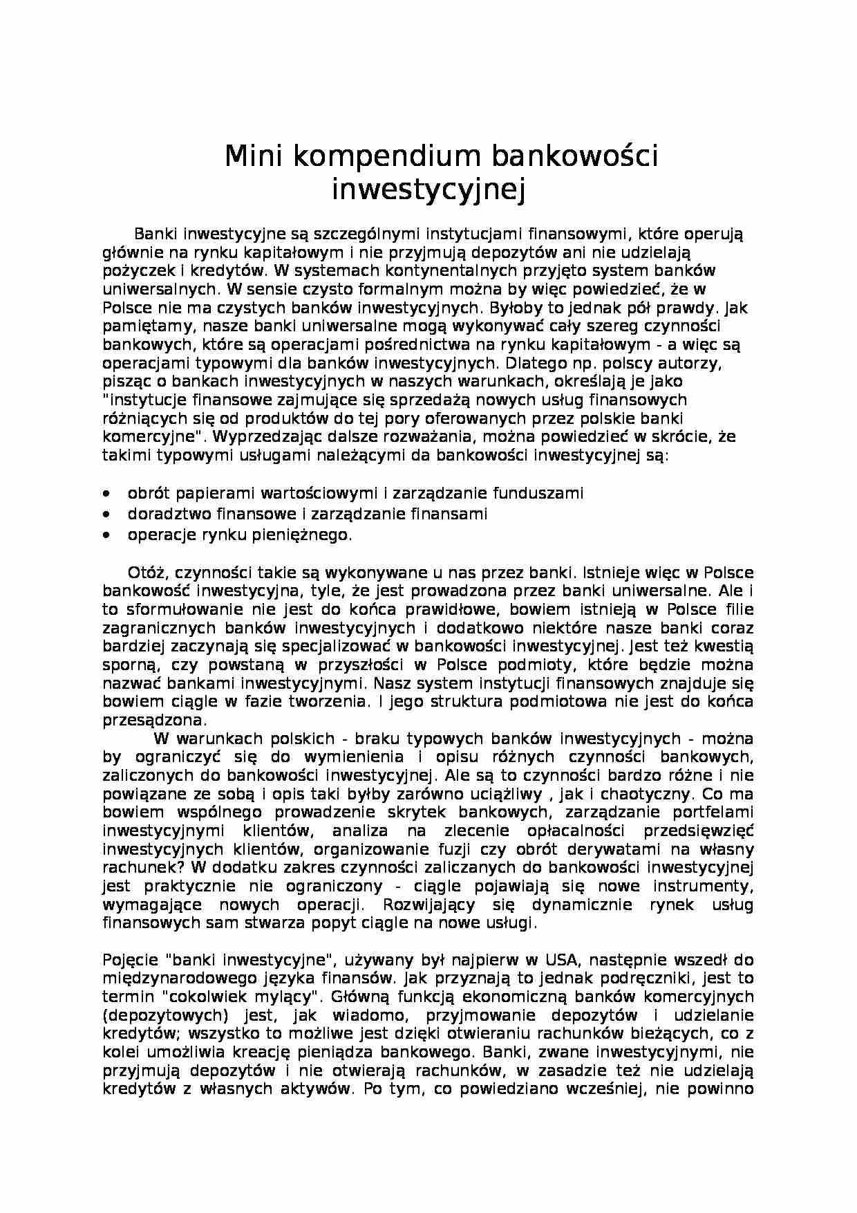 Bankowości inwestycyjne 1 - strona 1