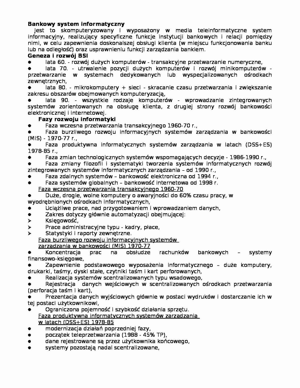 Bankowy system informatyczny i jego funkcje - strona 1