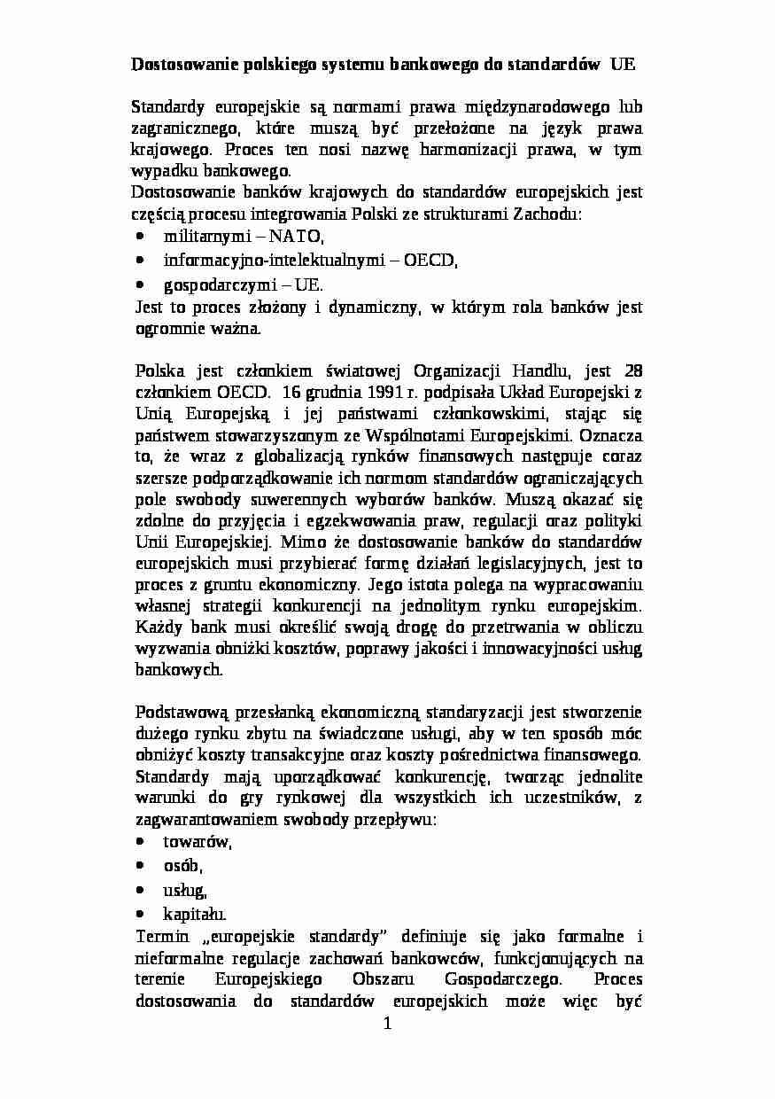 Dostosowanie polskiego systemu do standardów  UE - strona 1
