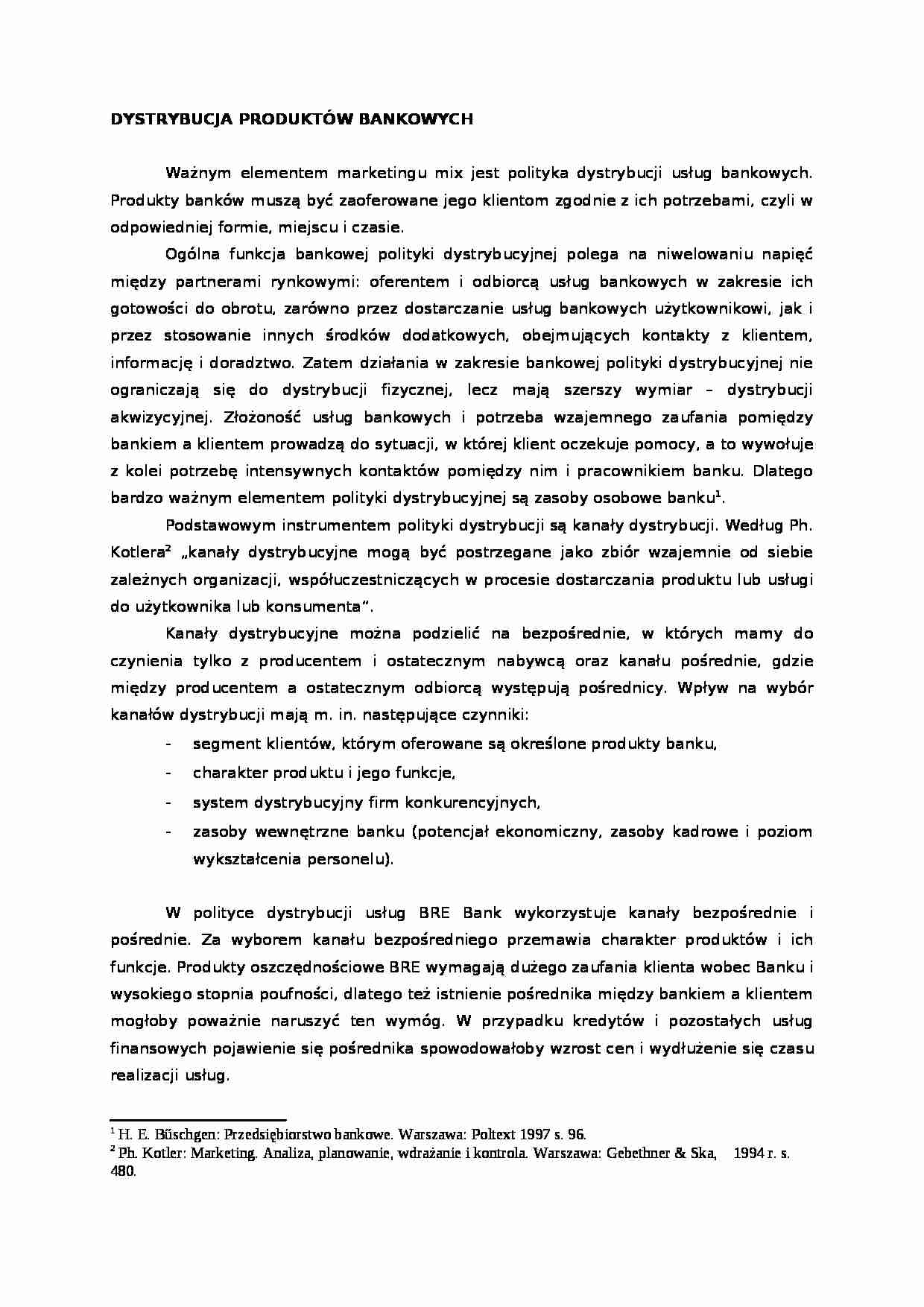 Dystrybucja produktów bankowych marketing mix - strona 1