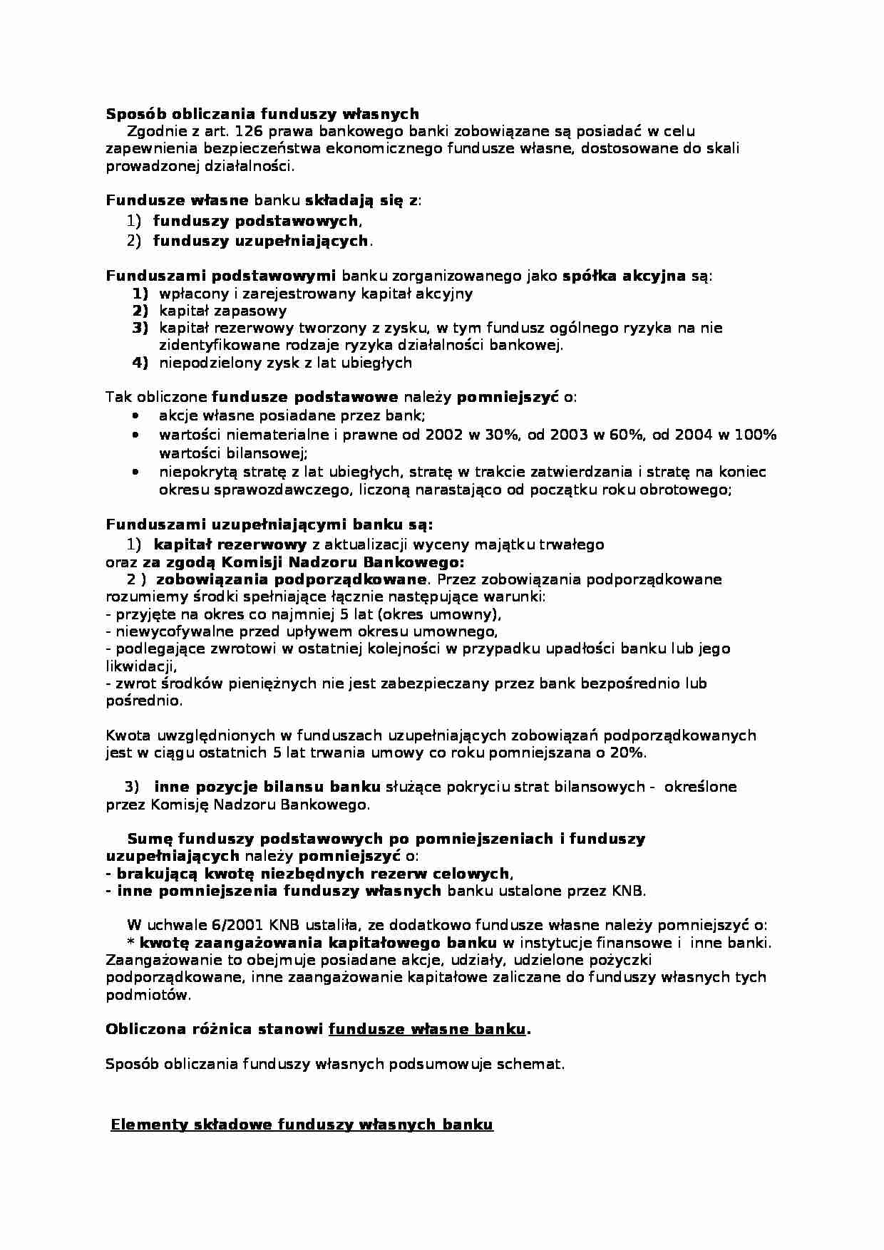 Sposób obliczania funduszy własnych - strona 1