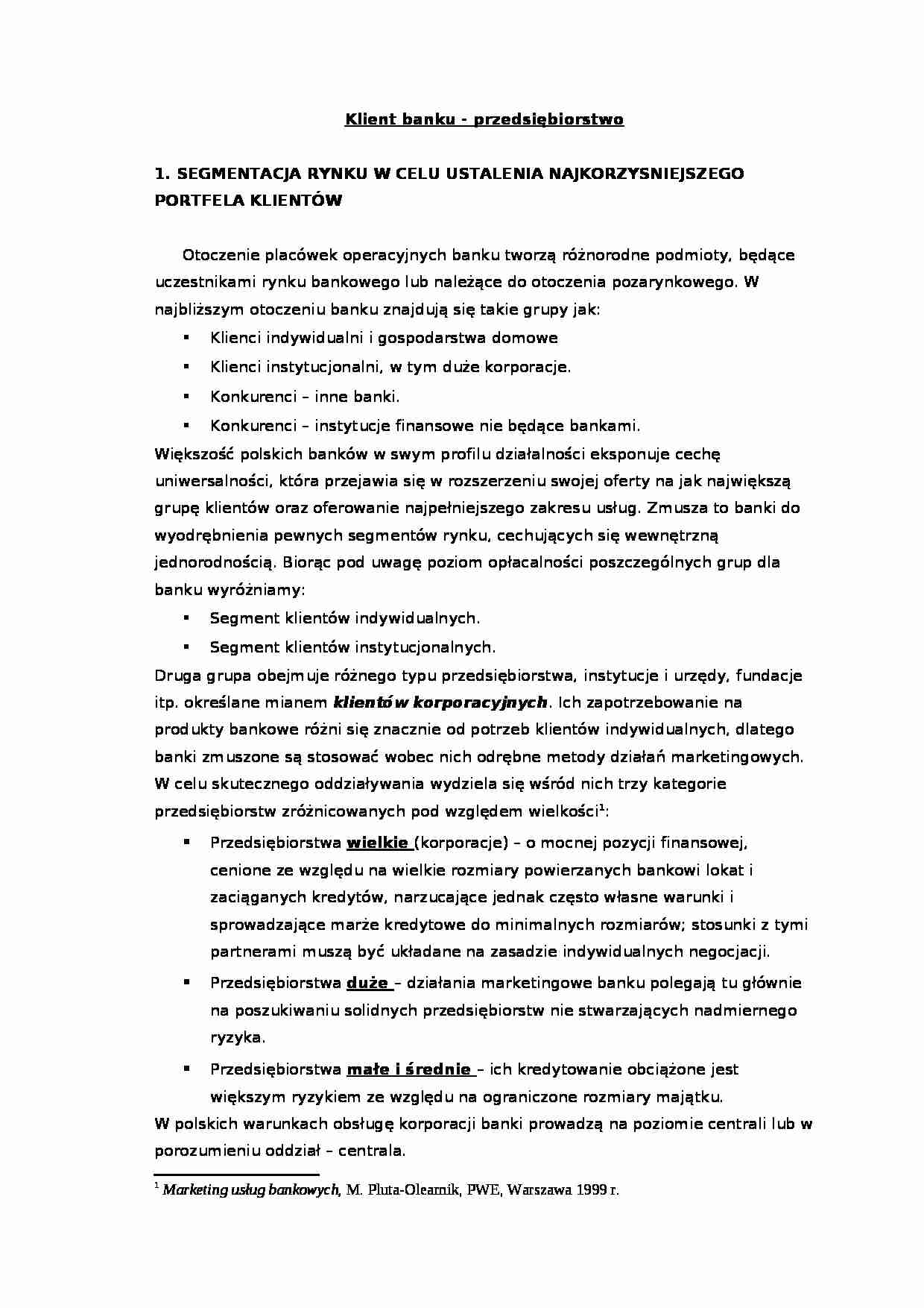 Klient banku - przedsiębiorstwo - strona 1