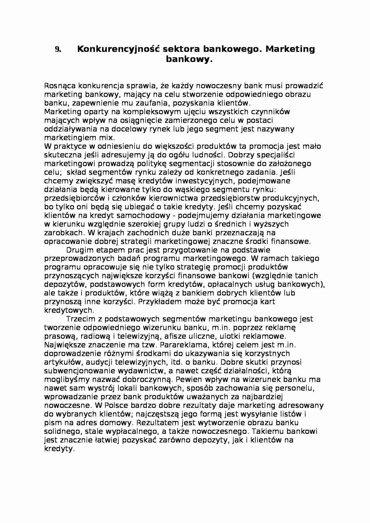 Konkurencyjność sektora bankowego. Marketing bankowy - Wizerunek bankowy - strona 1