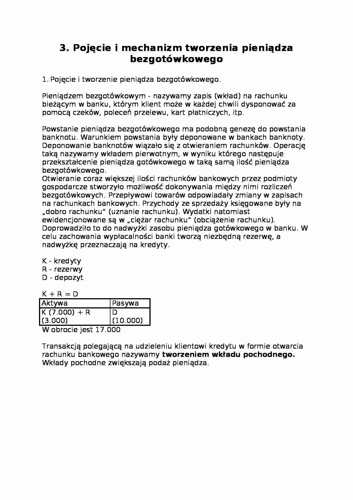 Pojście i mechanizm tworzenia pieniądza - strona 1