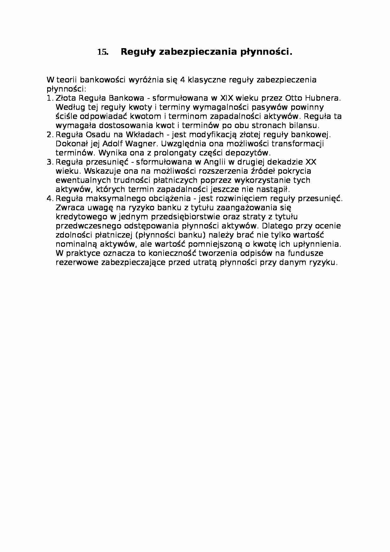 Reguły zabezpieczania płynności - Zapadalność - strona 1