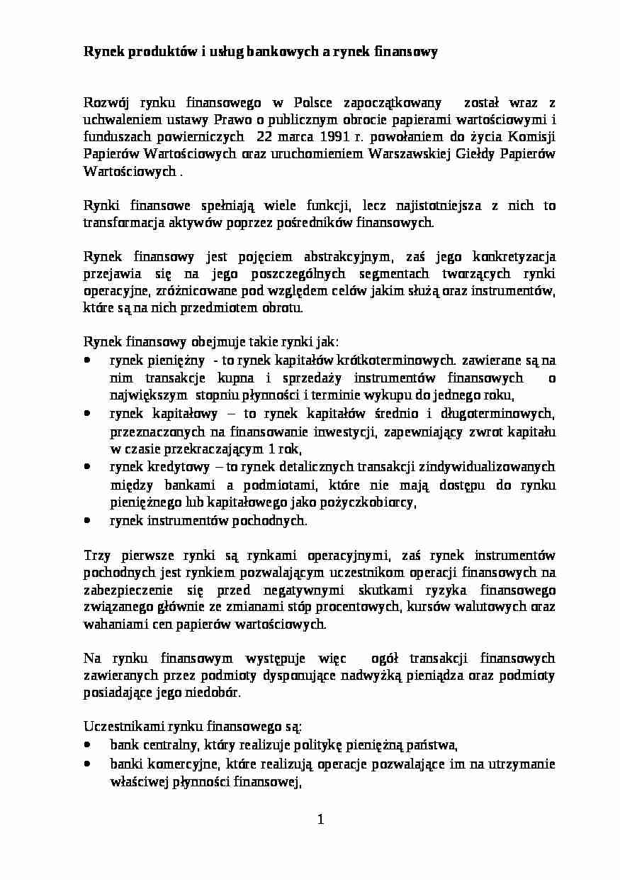 Rynek produktów i usług bankowych - strona 1