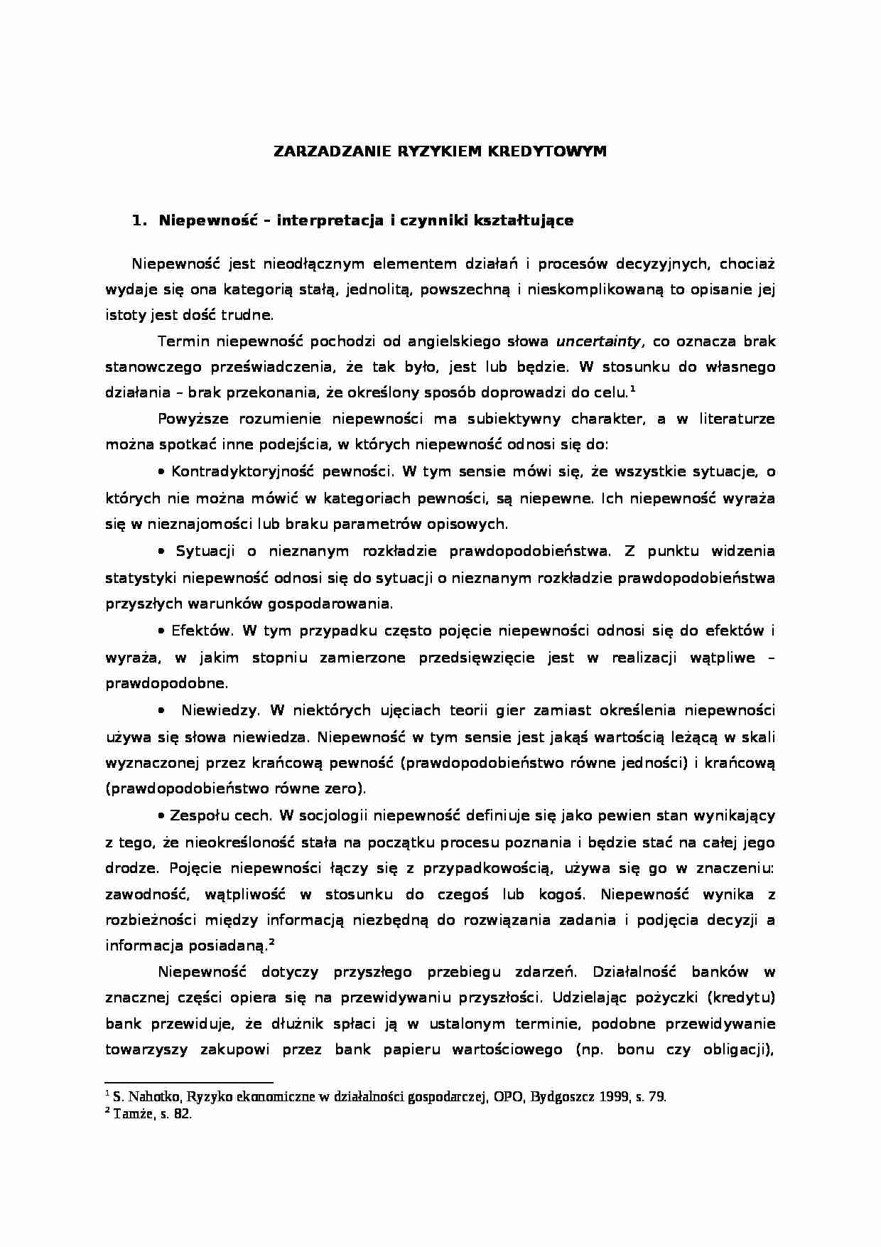 Systemy bankowe - ryzyko kredytowe - strona 1