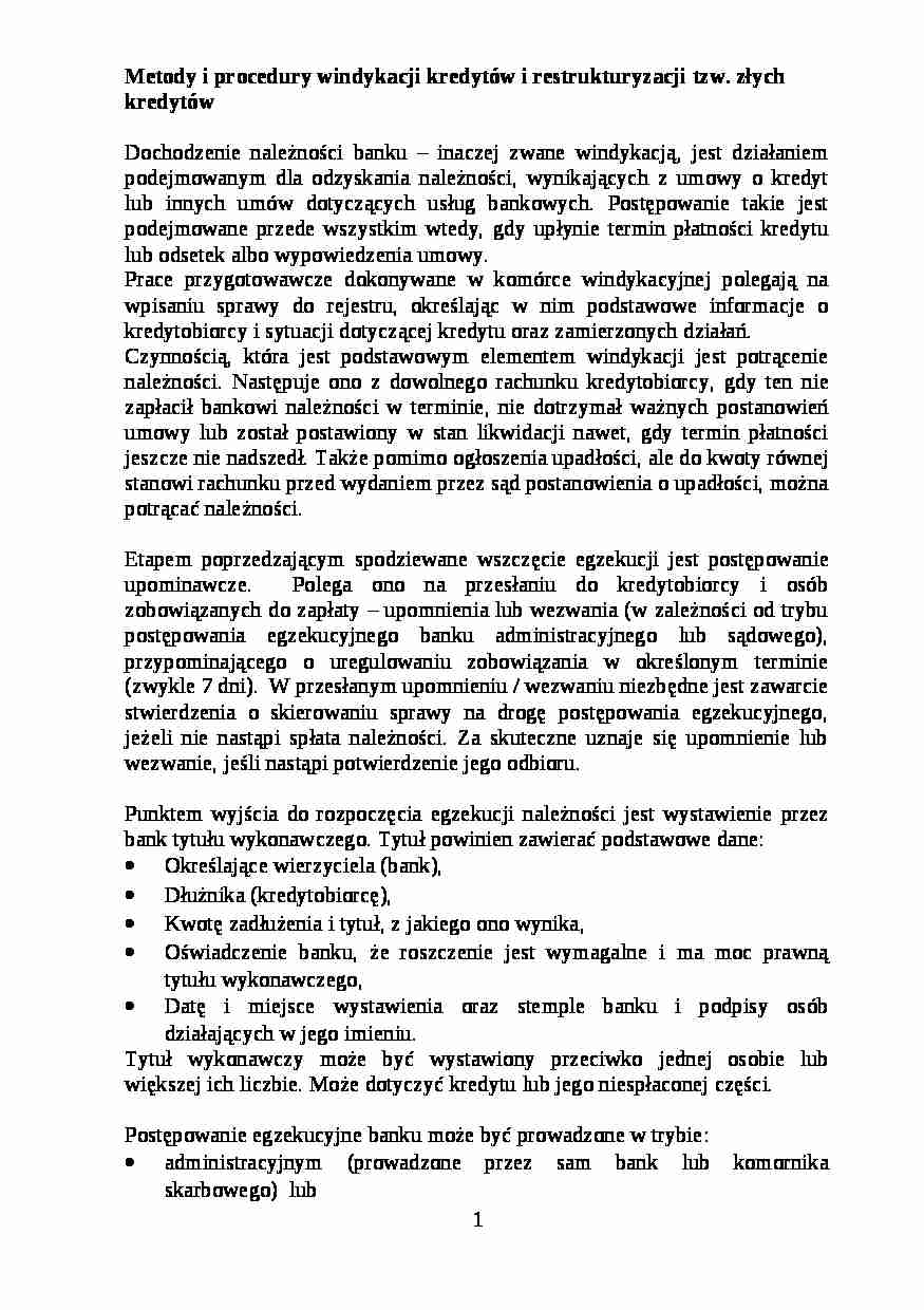 Systemy bankowe - windykacja - strona 1