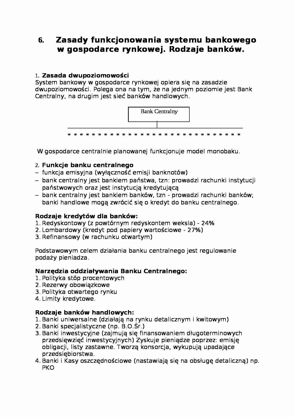 Zasady funkcjonowania systemu bankowego - strona 1