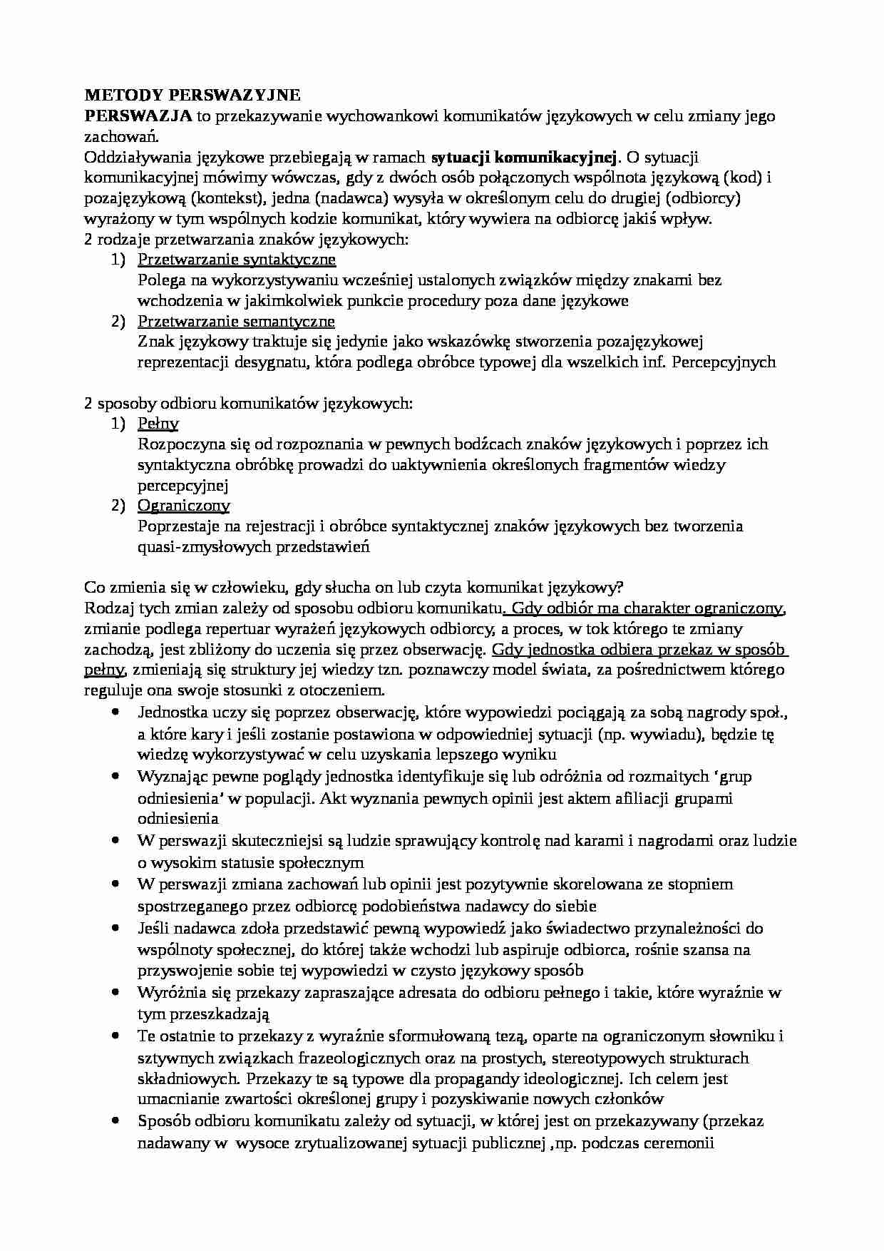 Metody perswazyjne, perswazja - strona 1