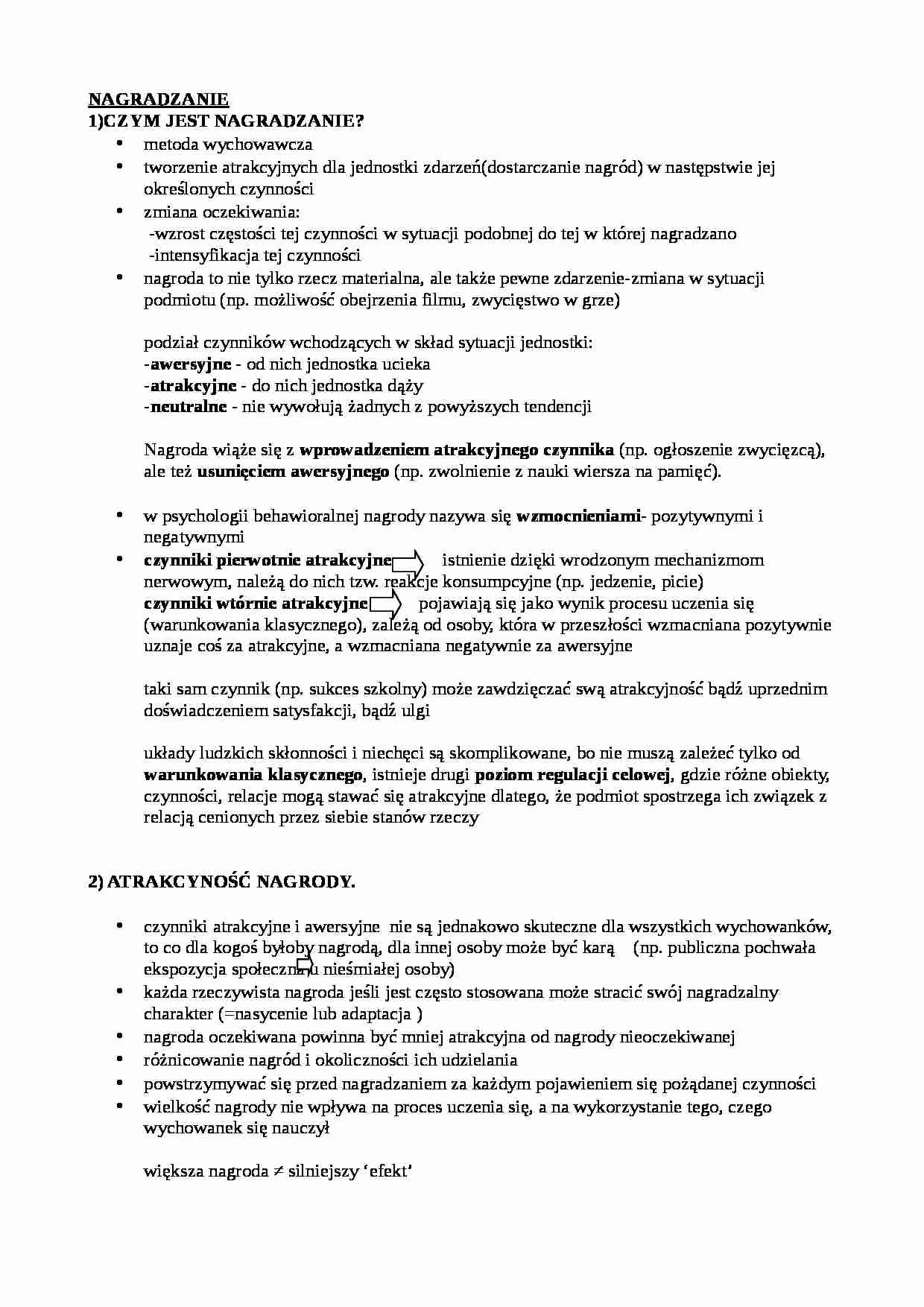 Teoria wychowania - nagradzanie - strona 1