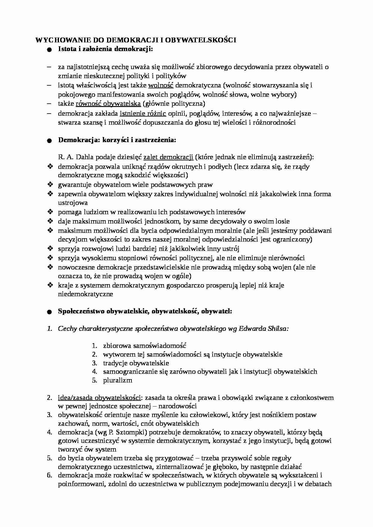 Wychowanie do demokracji i obywatelskości - strona 1