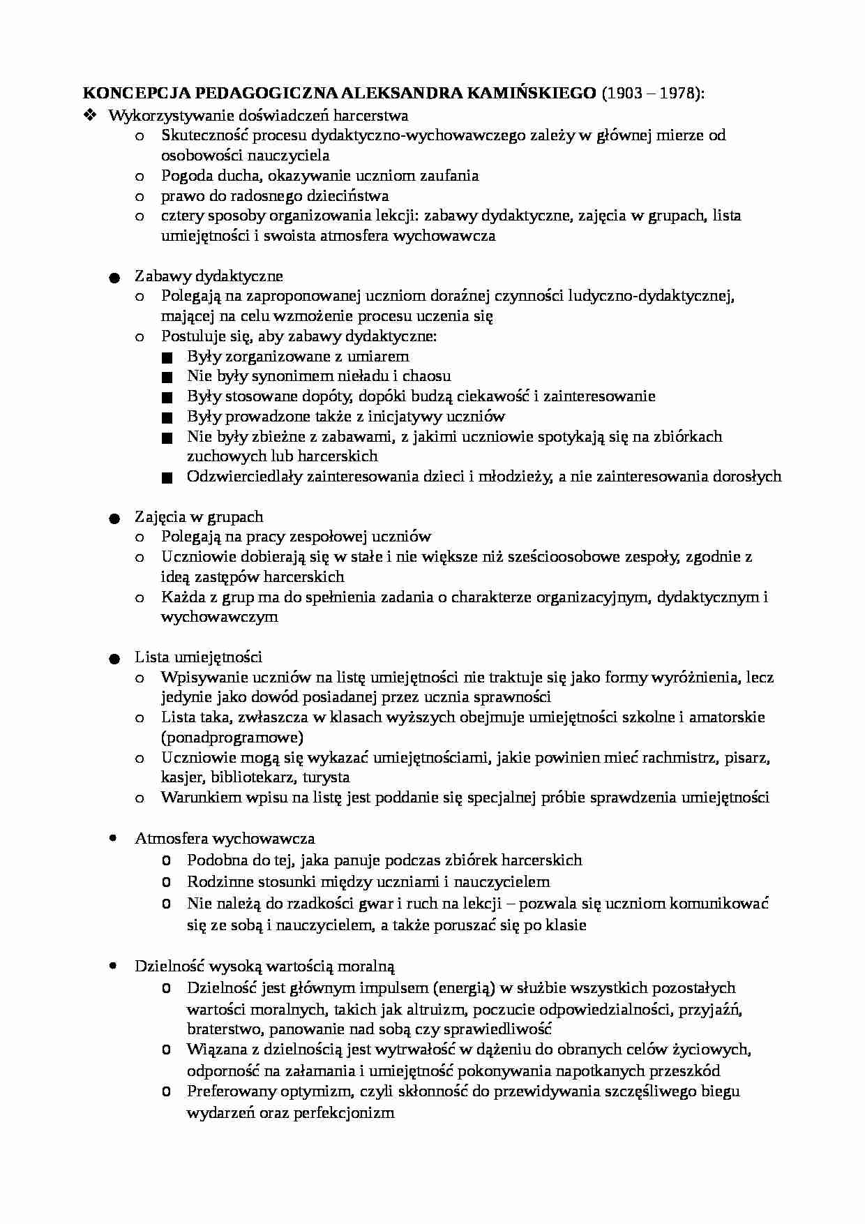 Wychowanie w koncepcji Kamińskiego - strona 1