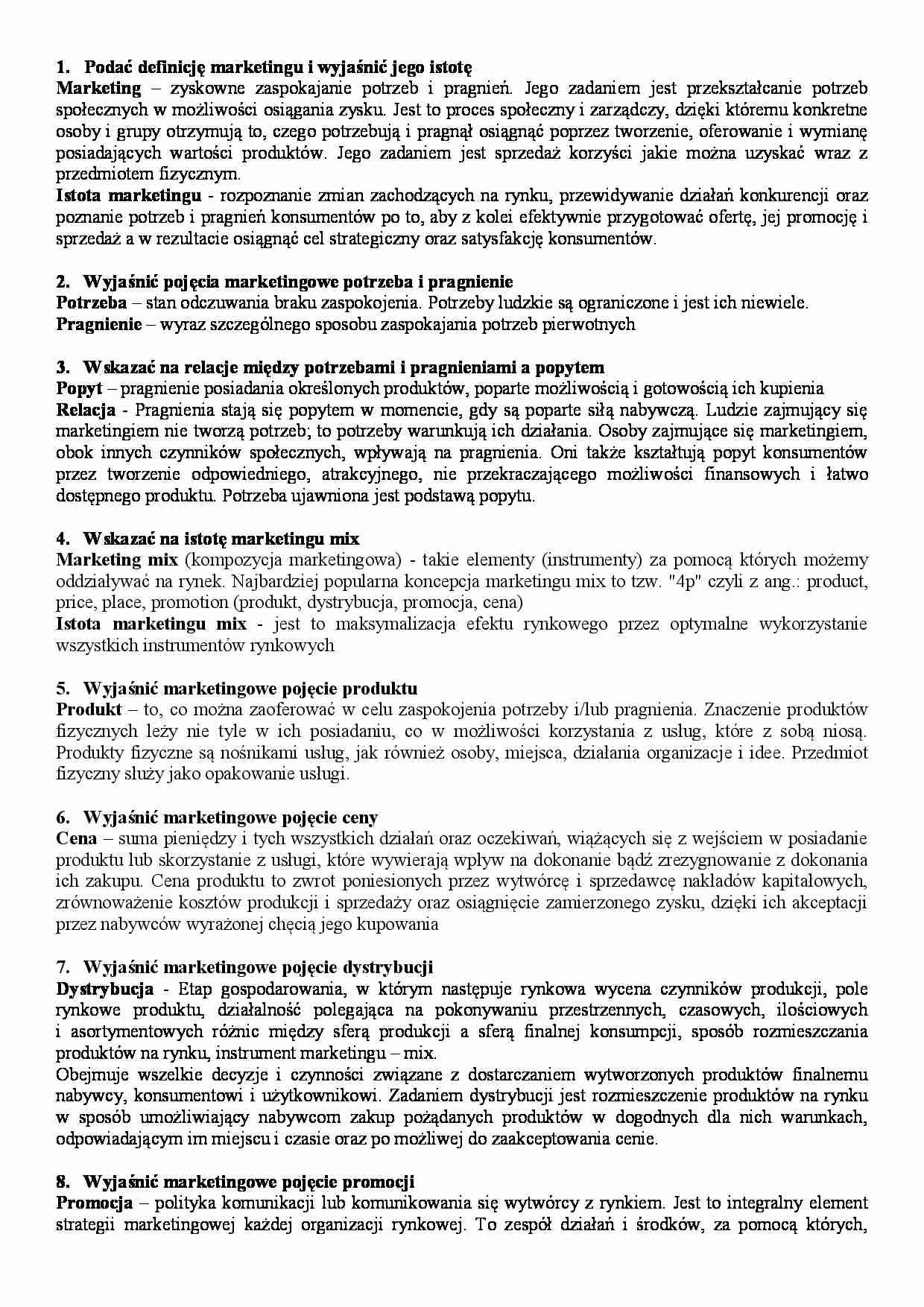 Marketing - podstawowe informacje - strona 1