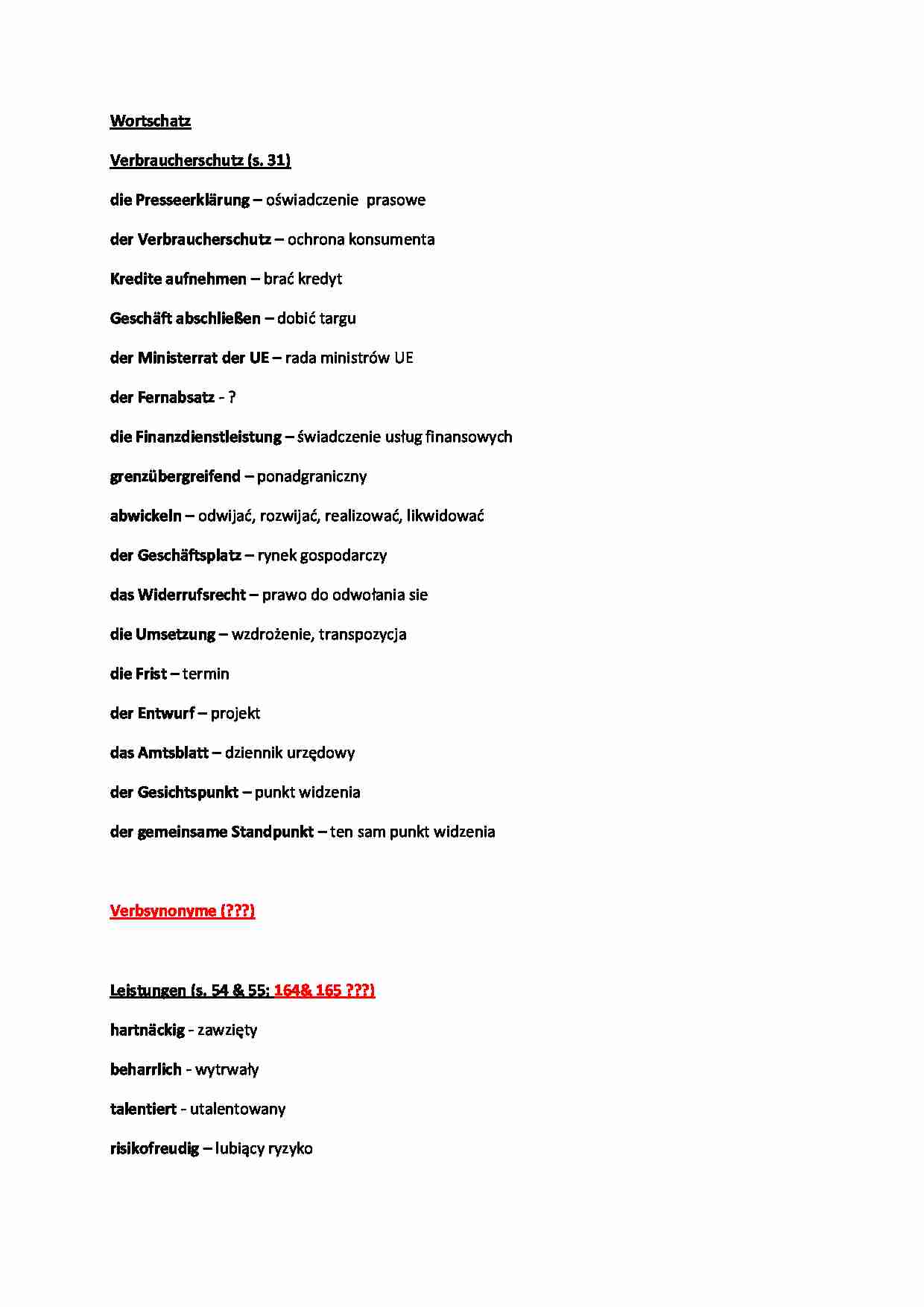 Wortschatz- słówka str.31 - strona 1