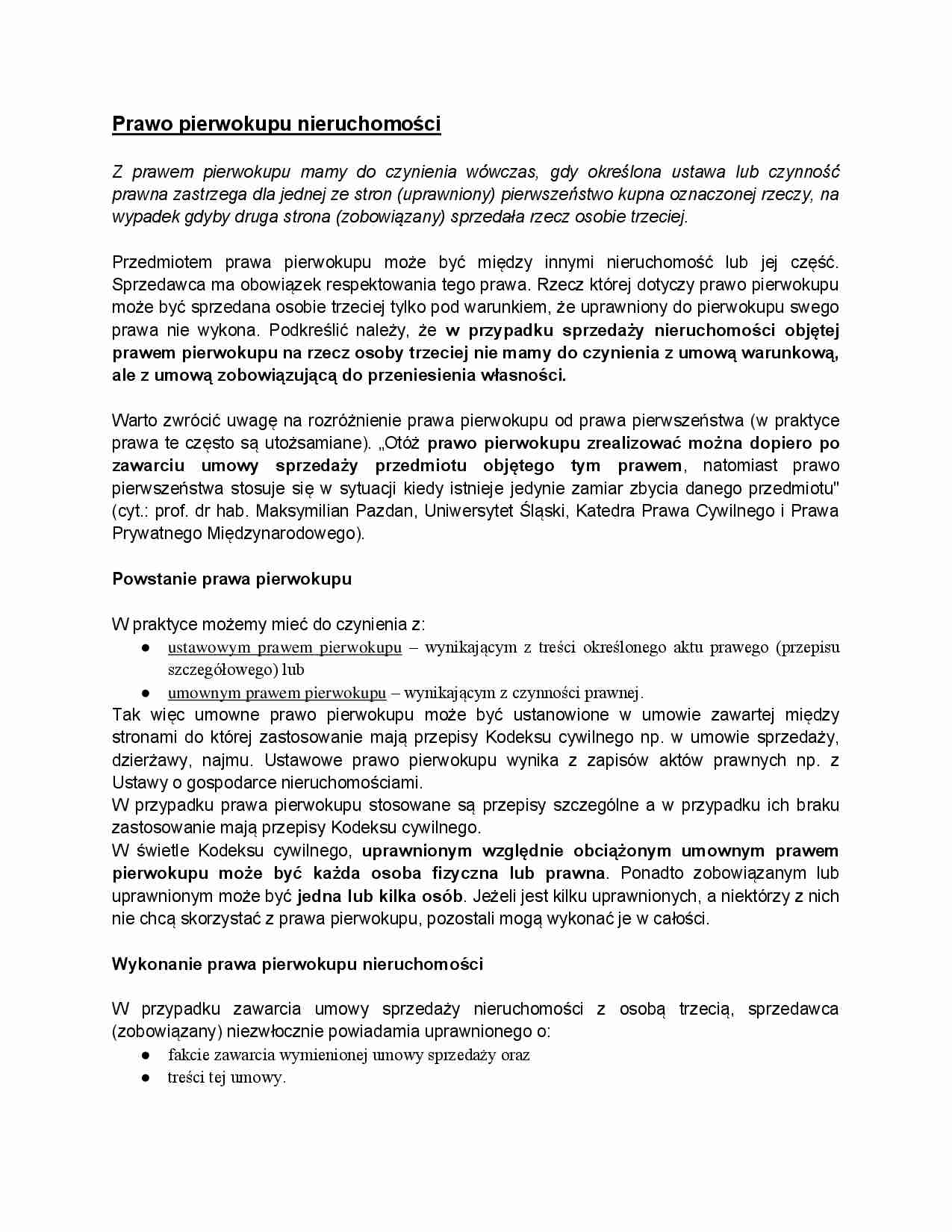 Prawo pierwokupu nieruchomości - strona 1