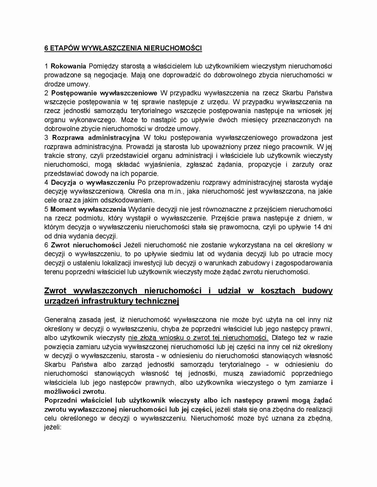 Sześć etapów wywłaszczenia nieruchomości - strona 1