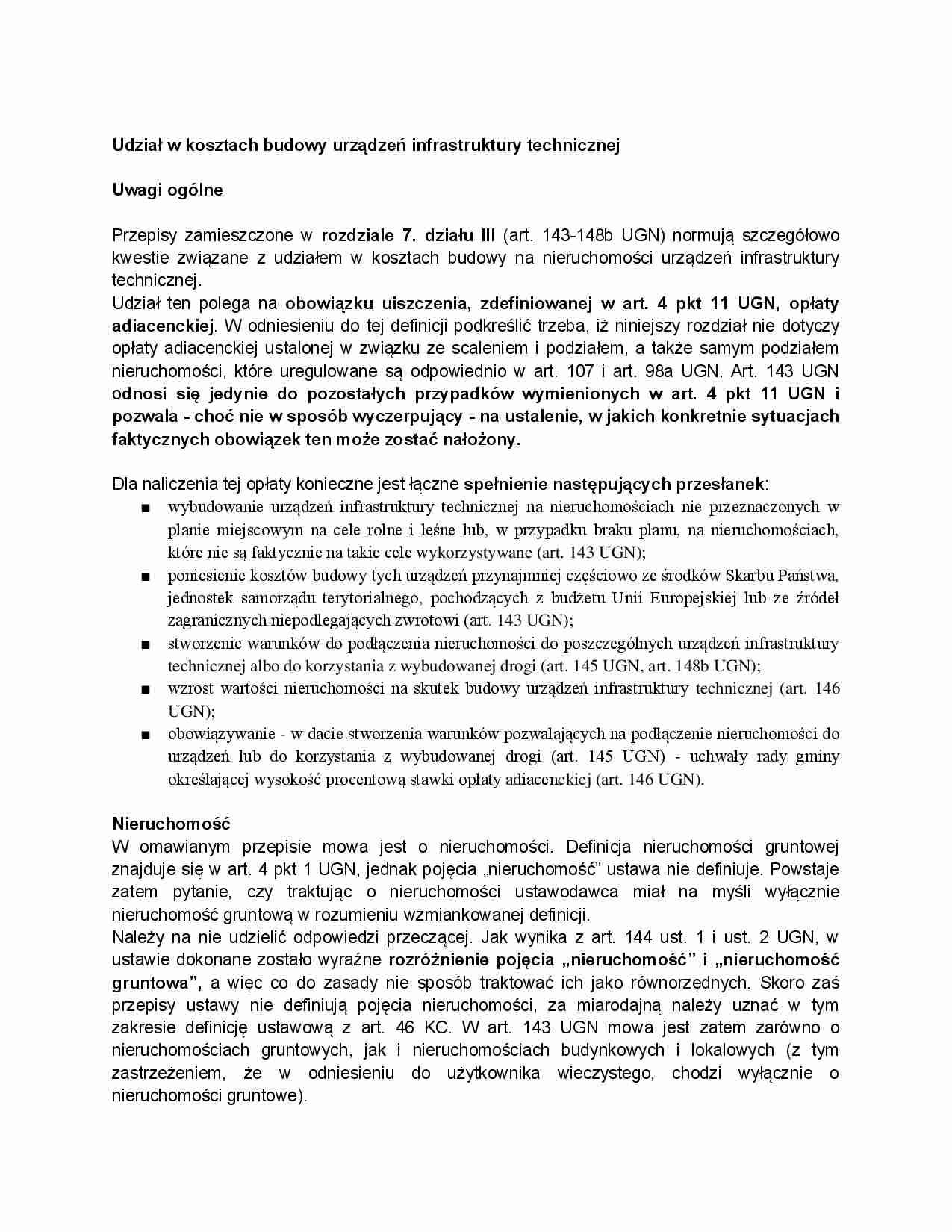 Udział w kosztach budowy urządzeń infrastruktury technicznej - strona 1