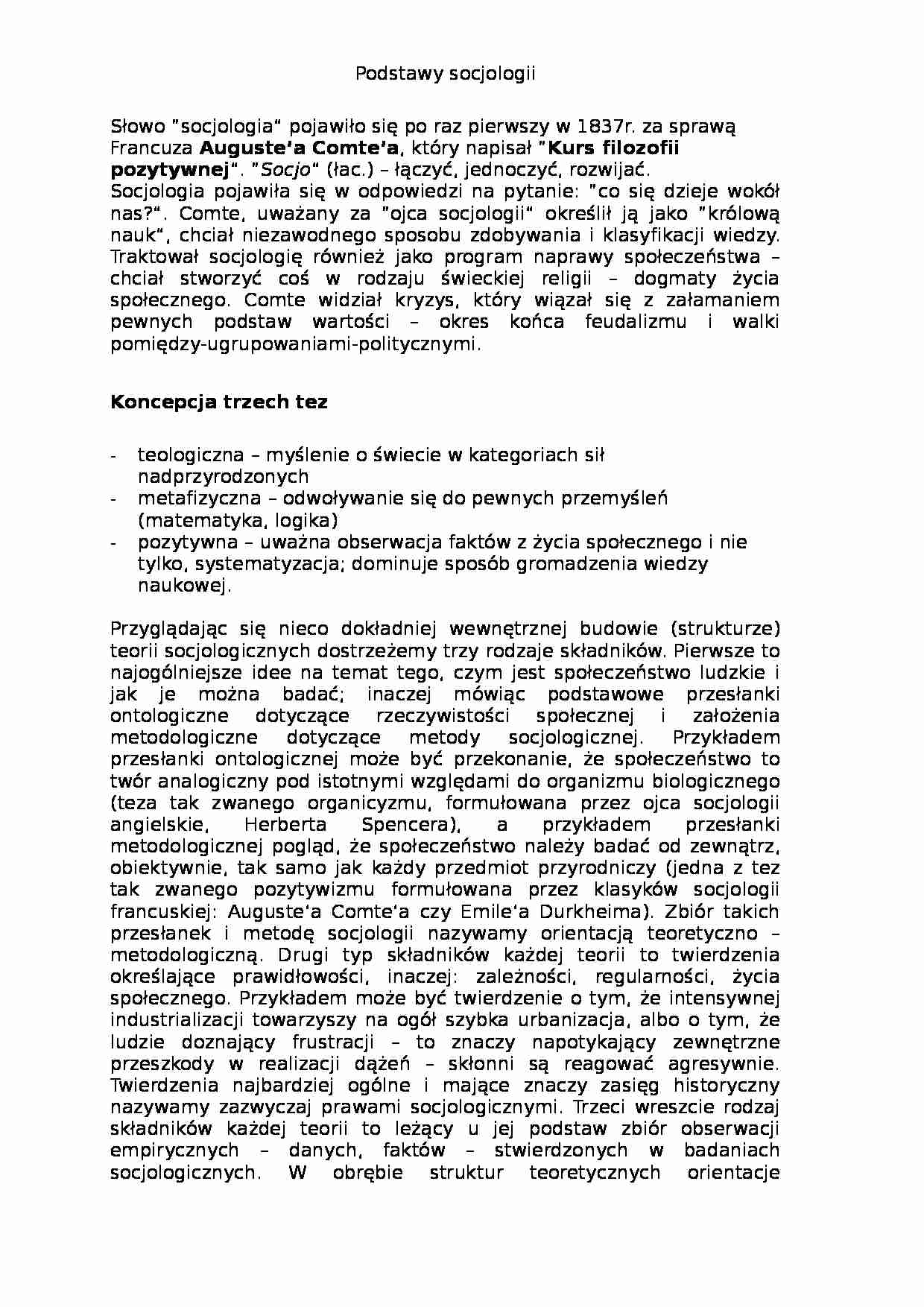 Podstawy socjologii - strona 1